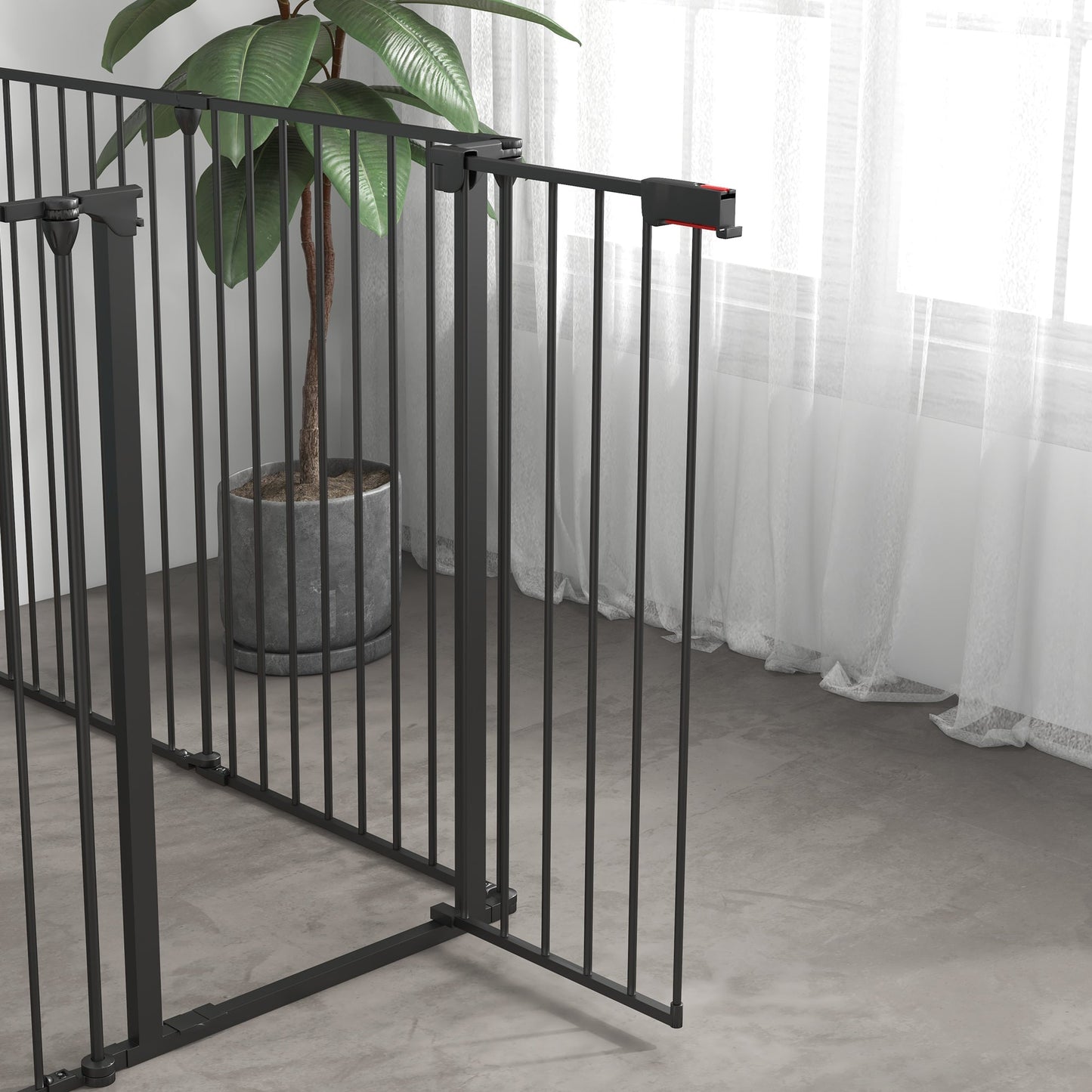 Adjustable 6-Panel Dog Playpen with Auto-Close Lock, Pet Door, 35"H, Black Houses, Kennels & Pens   at Gallery Canada