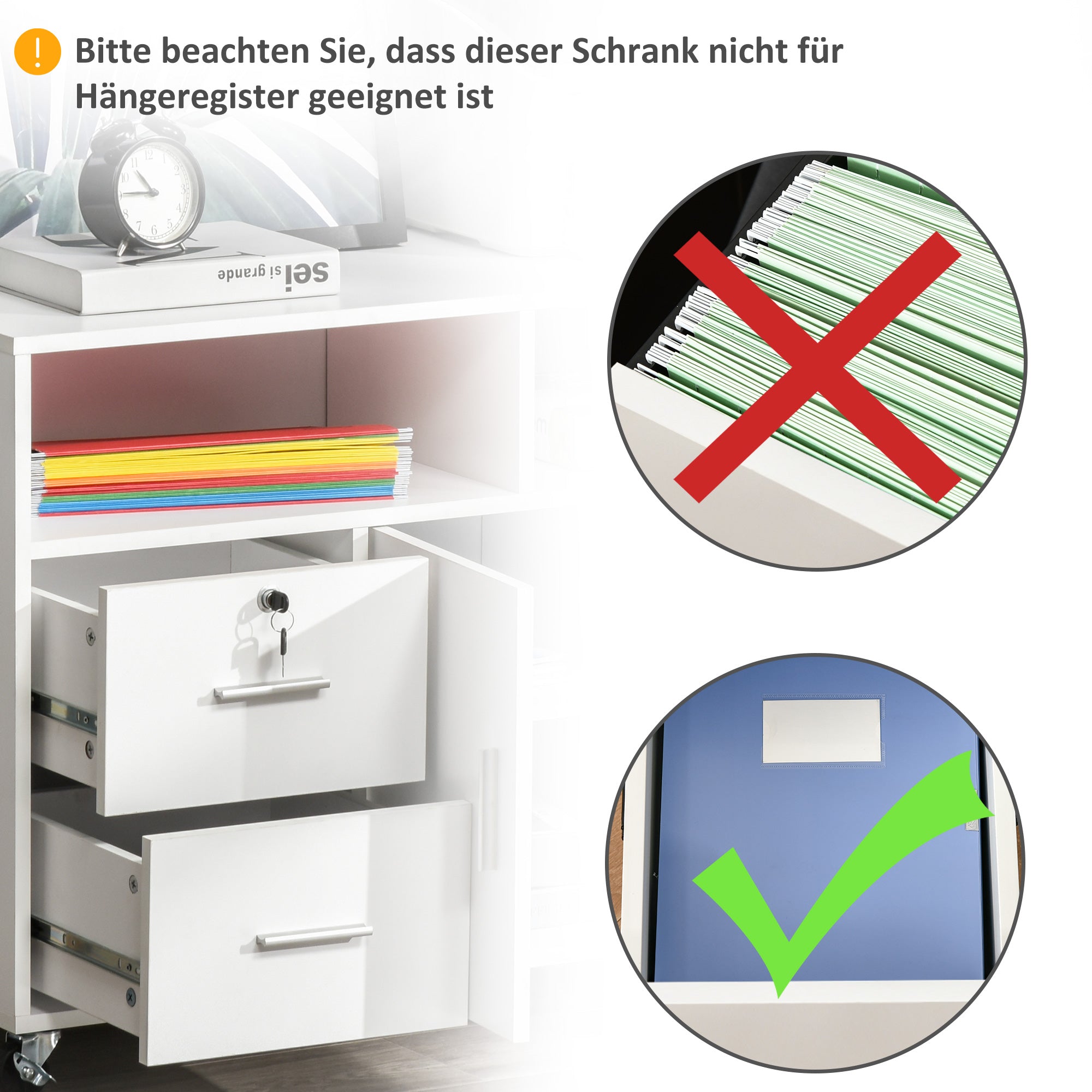 Lateral Filing Cabinet with Open Storage Shelf, Printer Stand Home Office Mobile File Cabinet with Wheels, Lockable Drawer, White Office Cabinets & Cupboards at Gallery Canada
