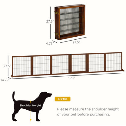 Wooden Pet Gate, Dog Safety Barrier, Freestanding Foldable Fence, w/ 6 Panels, 2 Support Feet, for House Doorway Stairs, Small &; Medium Dogs, Coffee Houses, Kennels & Pens   at Gallery Canada