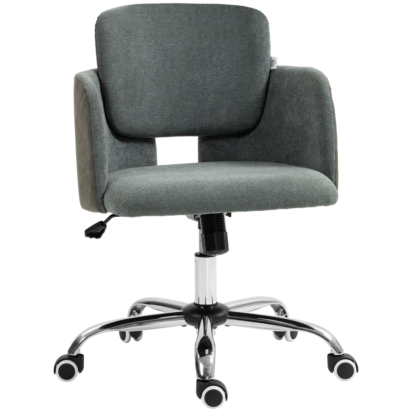 Small Desk Chair, Height Adjustable Fabric Office Chair with Swivel Wheels, Tilt Function, Computer Chair, Grey Task Chairs   at Gallery Canada