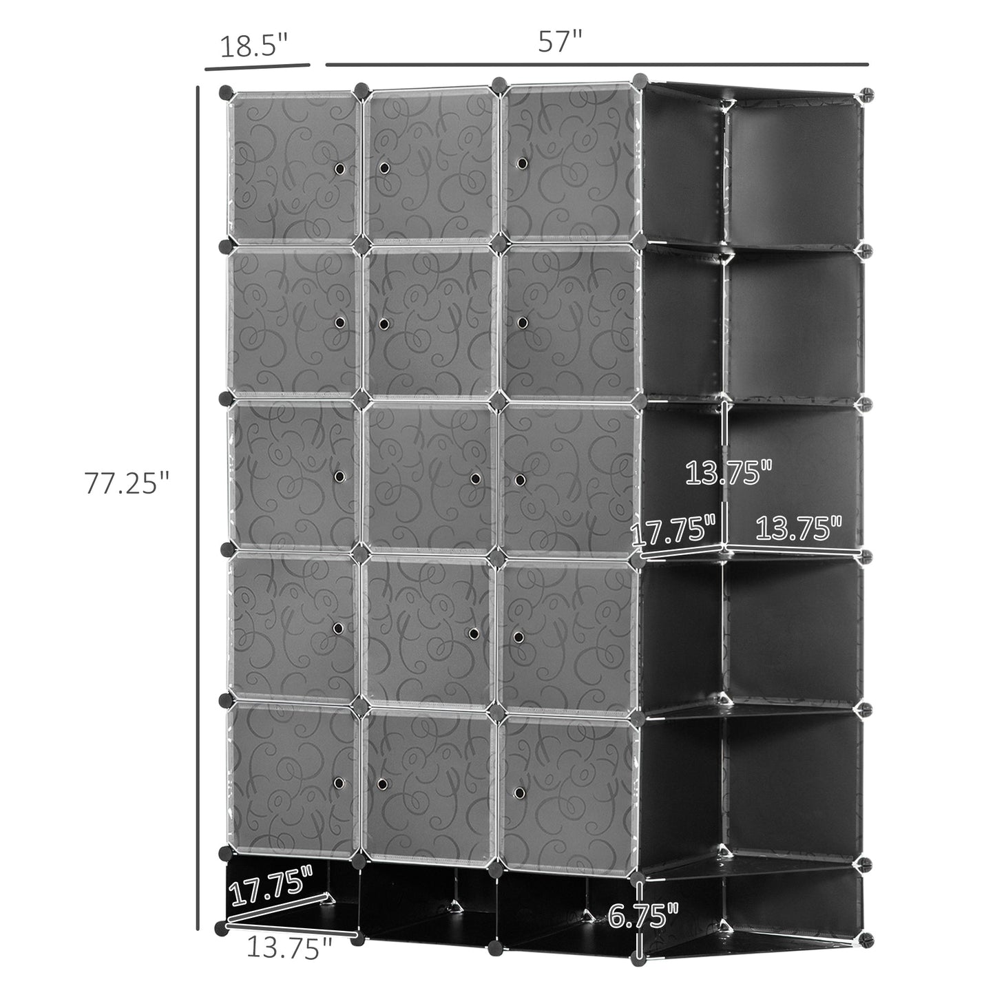 Cube Storage Organizer, DIY 20-Cube Modular Cabinet, Shoe Rack with Doors for Living Room, Black Clothing Storage   at Gallery Canada