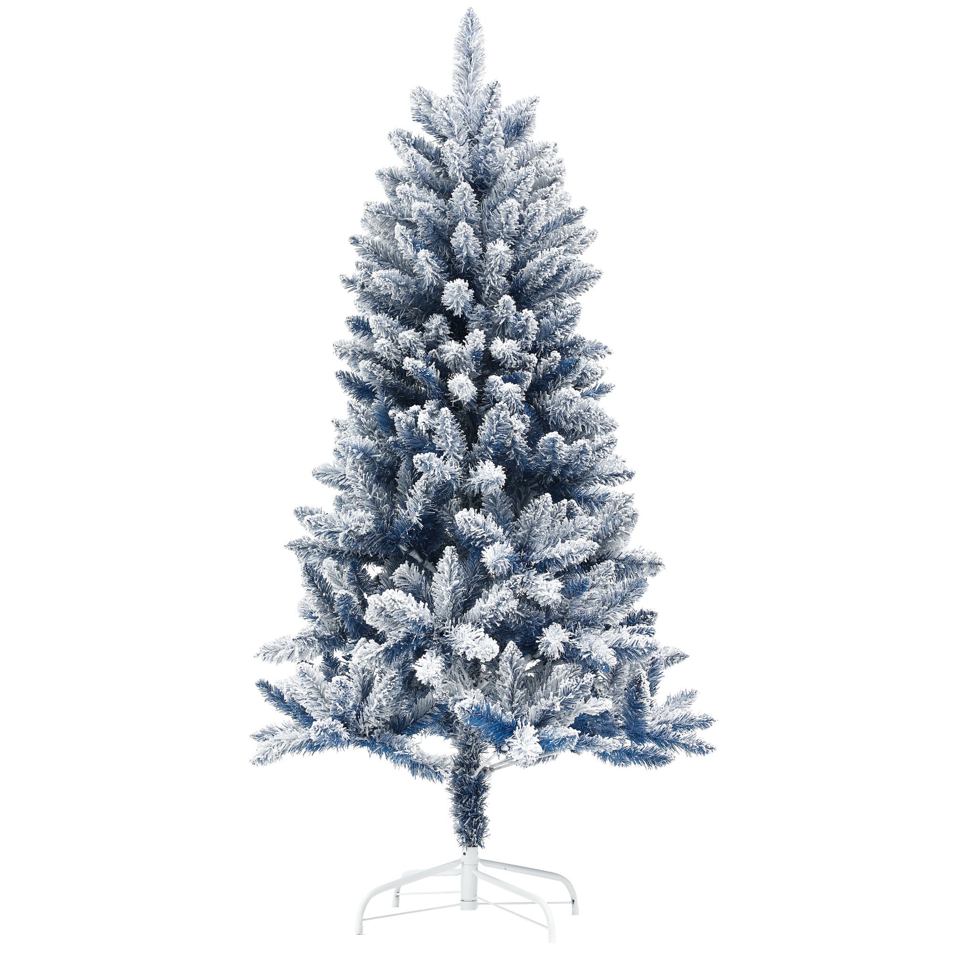 7ft Flocked Blue Christmas Tree, Artificial Christmas Tree with Hinged Design, Faux Snow, for Home Office Holiday Xmas Flocked Christmas Trees   at Gallery Canada