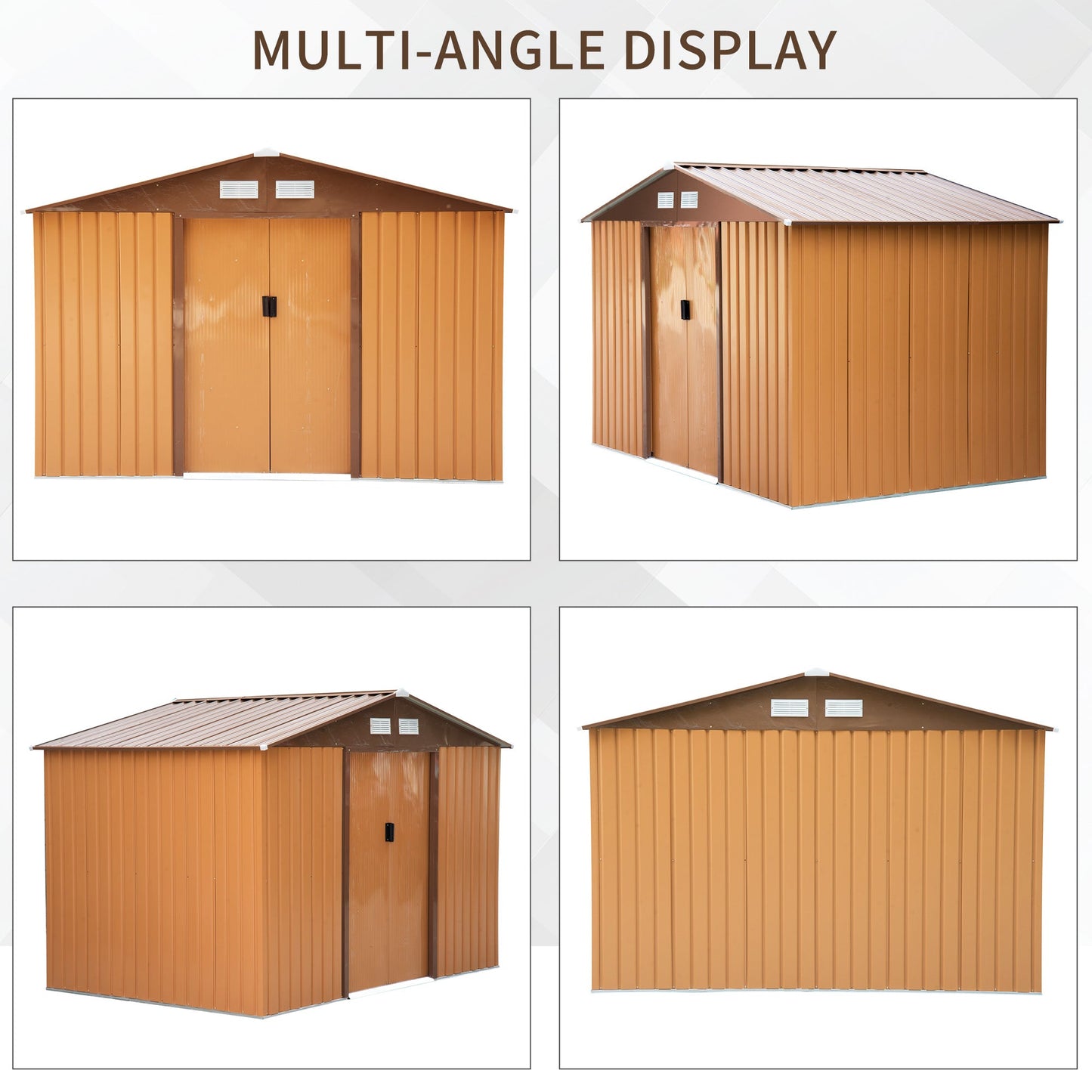 9.1' x 6.4' x 6.3 Garden Storage Shed w/Floor Foundation Outdoor Patio Yard Metal Tool Storage House w/ Double Doors Yellow Sheds   at Gallery Canada