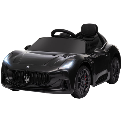 12V Maserati Gran Turismo Licensed Kids Electric Car w/ Remote Control, Soft Start, LED Lights, Music, Horn, MP3, Black