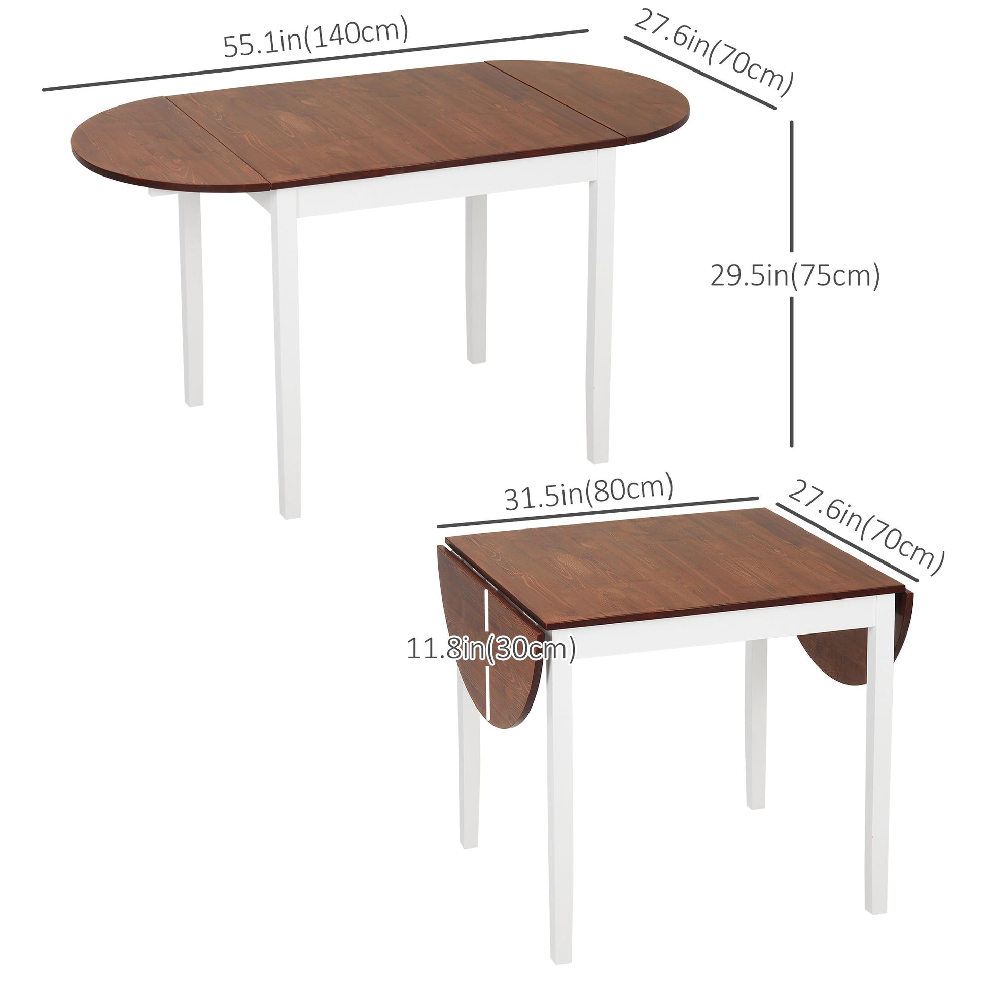 Solid Wood Kitchen Table, Drop Leaf Tables for Small Spaces, Folding Dining Table, Brown Bar Tables & Dining Tables Multi Colour  at Gallery Canada