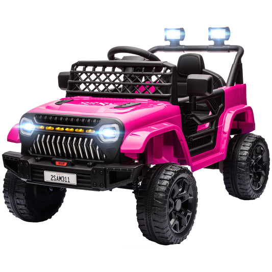 12V Ride on Truck, Electric Car for Kids with Remote Control, Suspension, 3 Speeds, USB Music Headlights, Pink Electric Toy Cars   at Gallery Canada