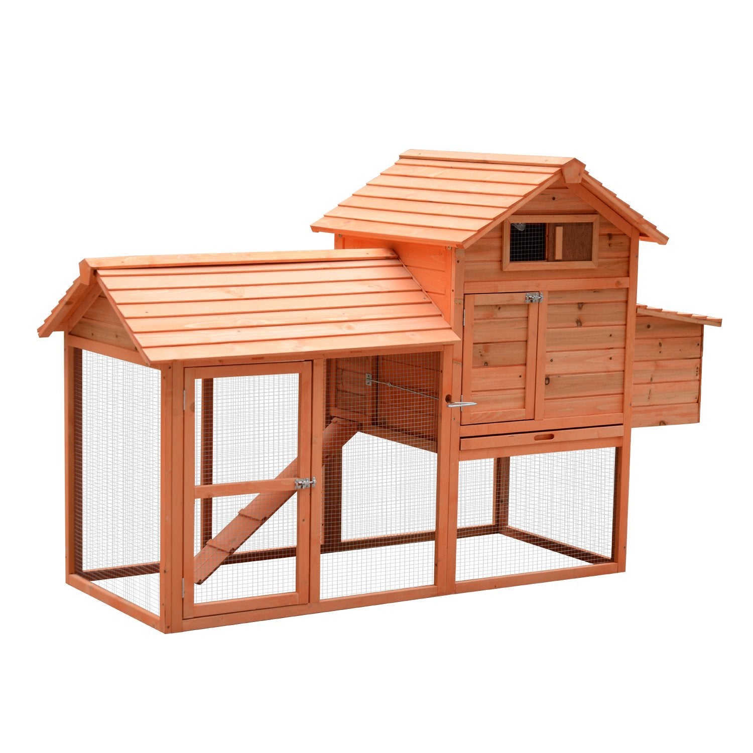 82" Deluxe Chicken Coop Wooden Hen House Rabbit Hutch Poultry Cage Pen Backyard with Run and Nesting Box Chicken Coops Orange  at Gallery Canada