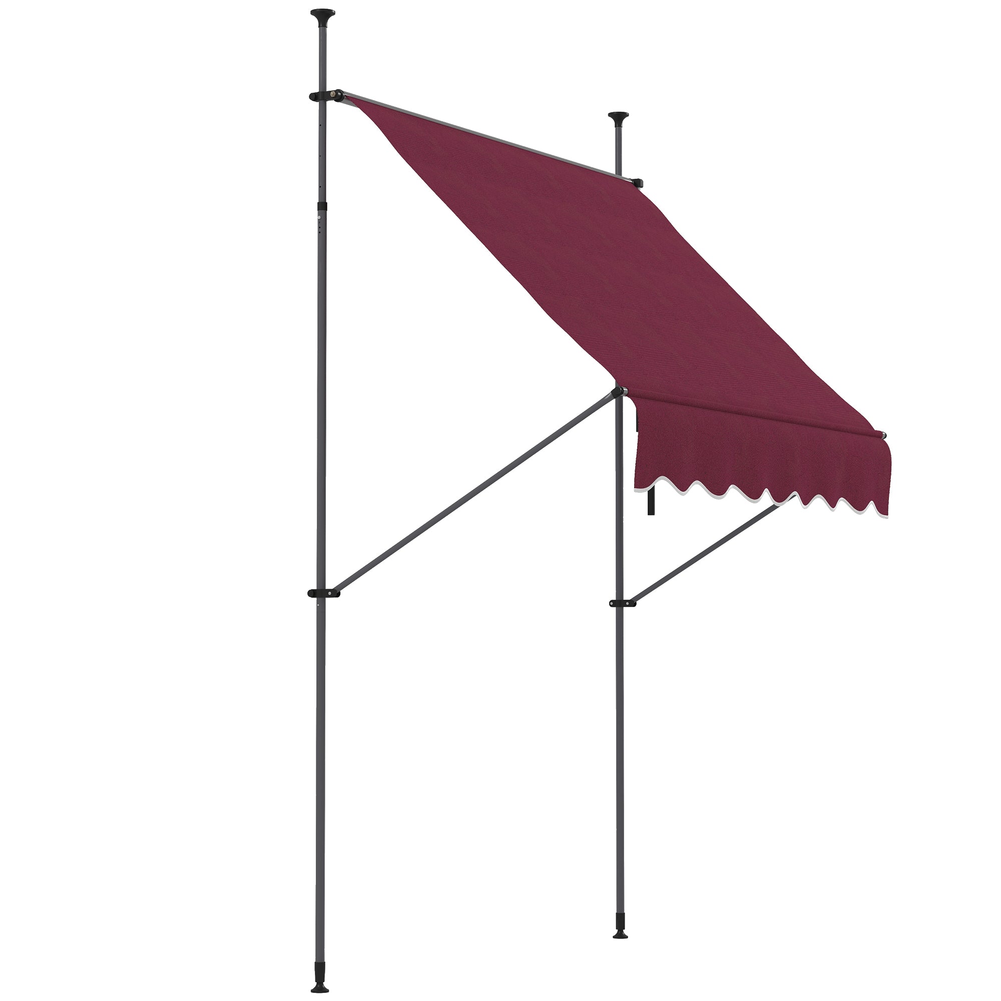 6.5' x 4' Manual Retractable Awning, Non-Screw Freestanding Patio Awning, UV Resistant, for Window or Door, Wine Red Patio Awnings Wine Red at Gallery Canada