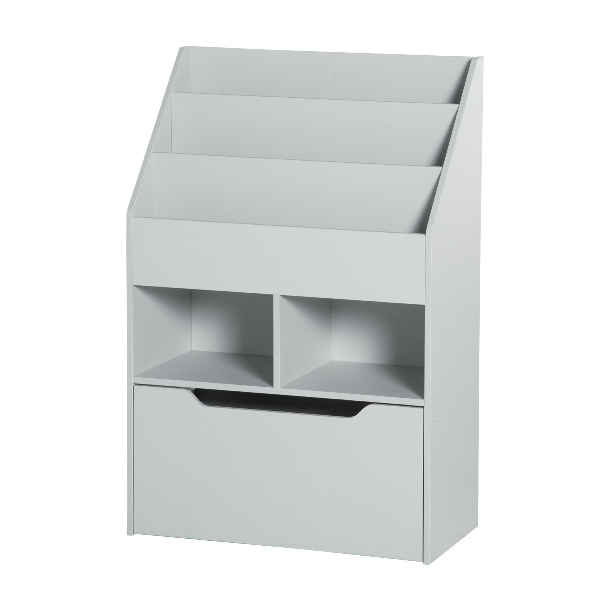 Kids Bookcase Multi-Shelf Rack Organizer with Storage Drawer for Books for Reading Nook, Classroom, Bedroom, Playroom, Grey Baby & Kids Storage at Gallery Canada