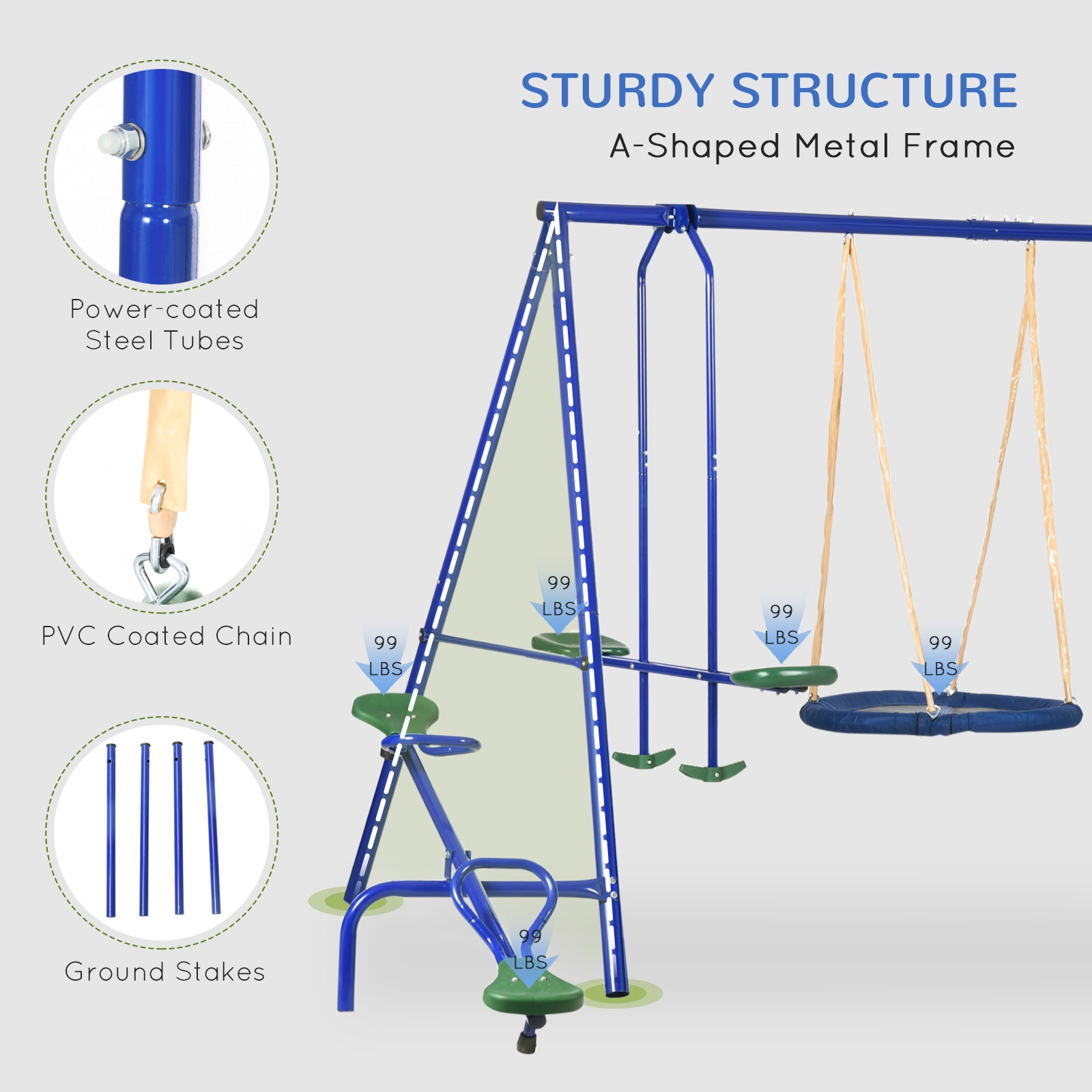 5 in1 Kids Swing Set with Saucer Swing, Slide, Seesaw, Glider, Swing Seat for Backyard, Playground Gym Sets & Swings at Gallery Canada