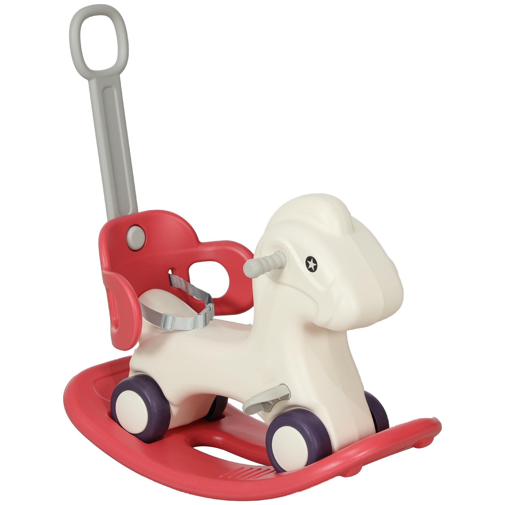 4 in 1 Kids Rocking Horse w/ Detachable Balance Board &; Push Handel, Red Rocking Horses at Gallery Canada