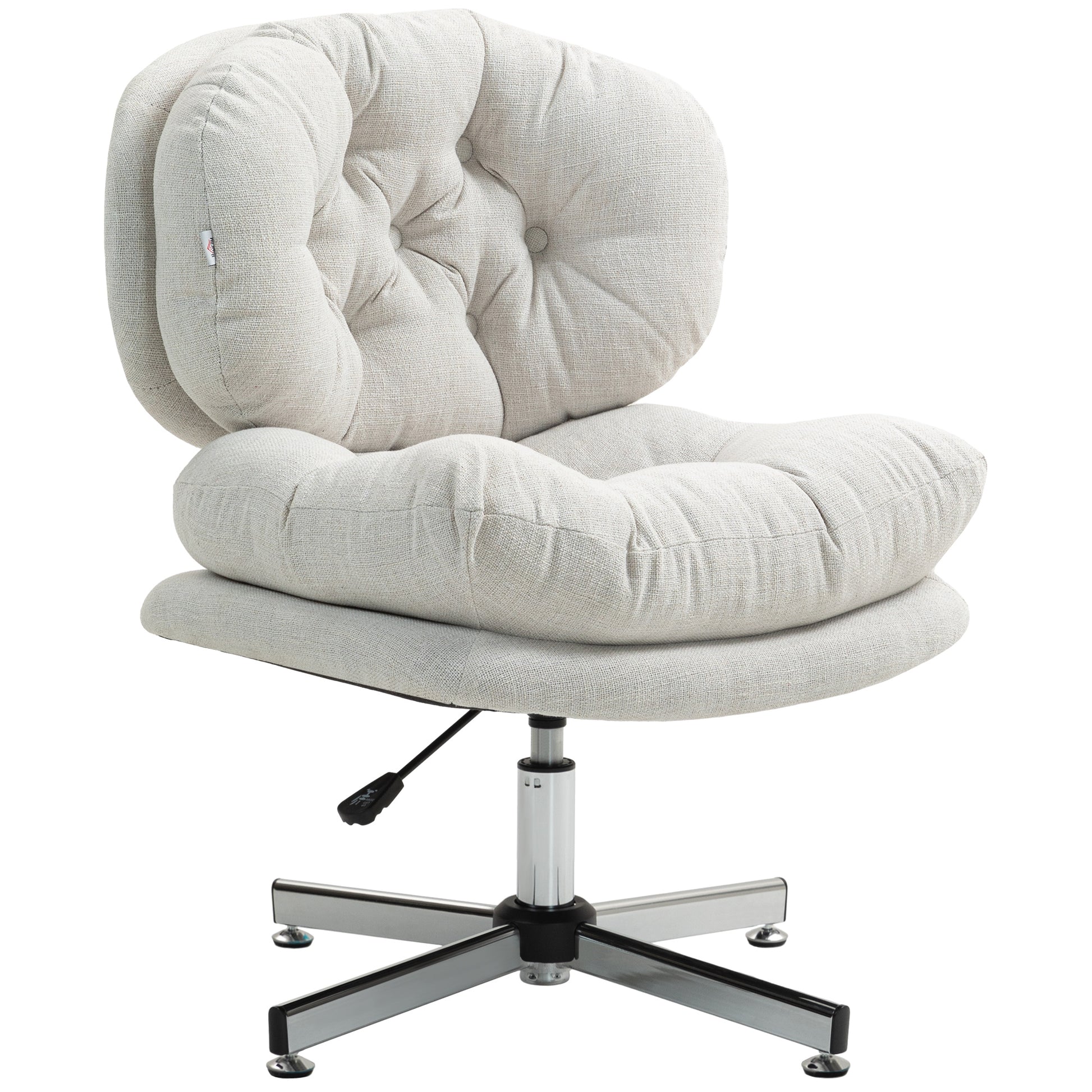 Computer Desk Chair, Armless Office Chair with Wide Padded Seat and Adjustable Height, Cream White Task Chairs   at Gallery Canada