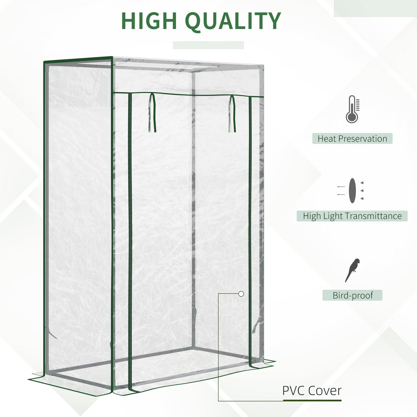 40"L x 20"W x 59"H Walk-in Garden Greenhouse with Durable Steel Frame Outdoor Hot House Tomato Plant Warm House w/ Roll up Door, PVC Cover, Clear Walk In Greenhouses   at Gallery Canada