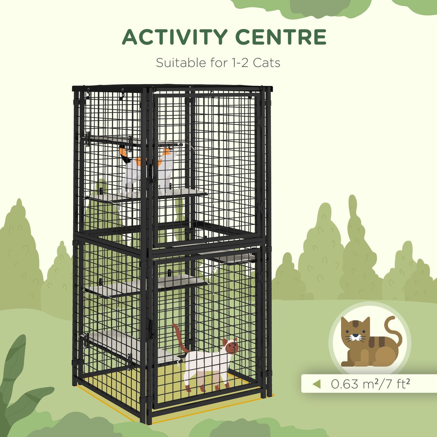 Cat Cage Multi-Level Catio Steel Outdoor Cat Enclosure w/ UV-and Water Resistant Cover, 5 Platforms, Soft Pads, Black Outdoor Cat Enclosures   at Gallery Canada