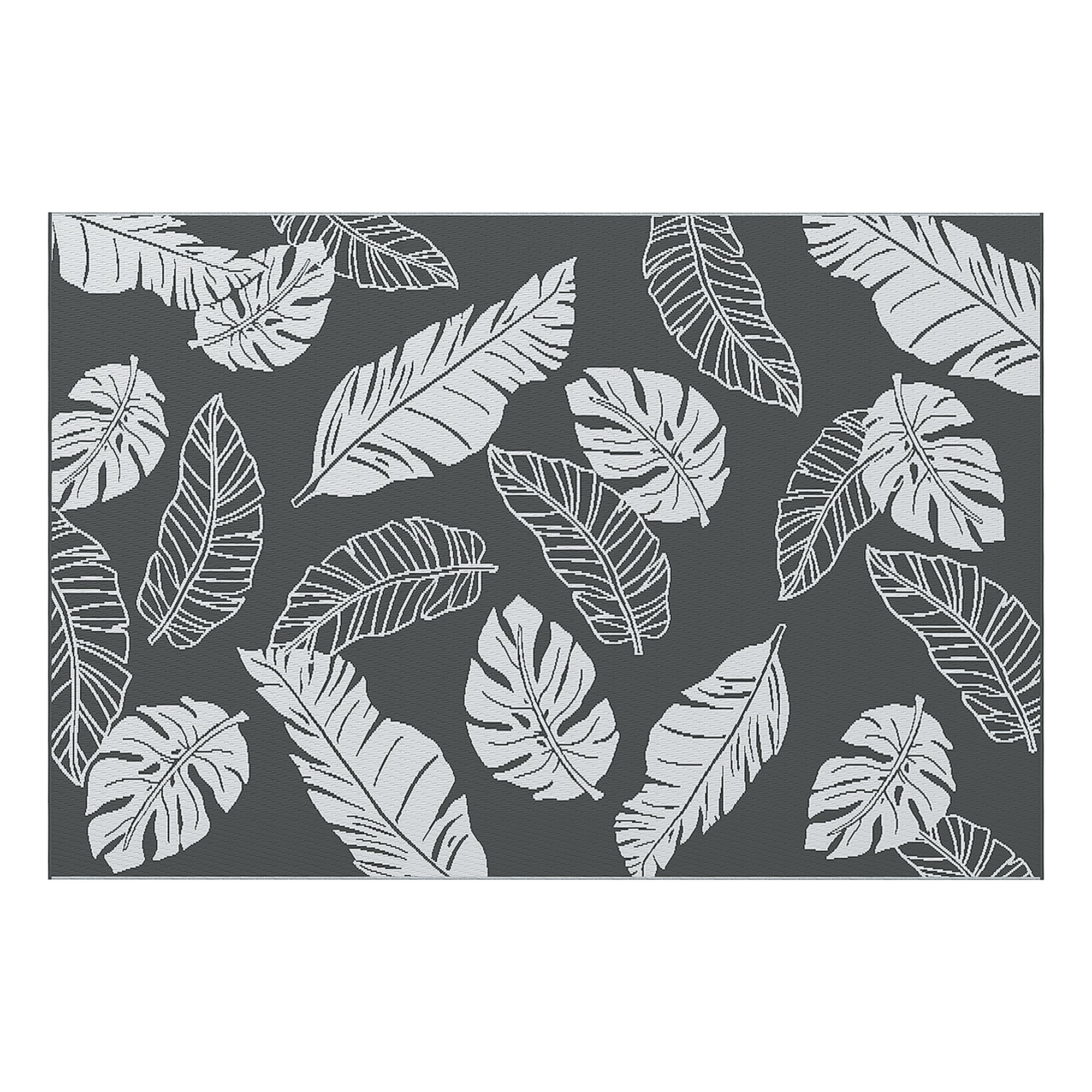 Reversible Outdoor RV Rug, Patio Floor Mat, 6' x 9' Plastic Rug for Backyard, Deck, Beach, Camping, Grey and White Garden Decor Grey, White at Gallery Canada
