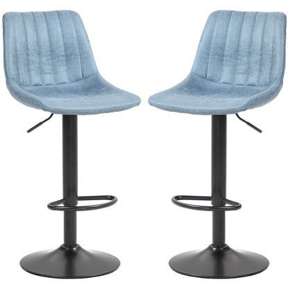 Counter Height Bar Stools Set of 2, Adjustable Height Bar Chairs with Swivel Seat, Leathaire Upholstery Bar Stools   at Gallery Canada