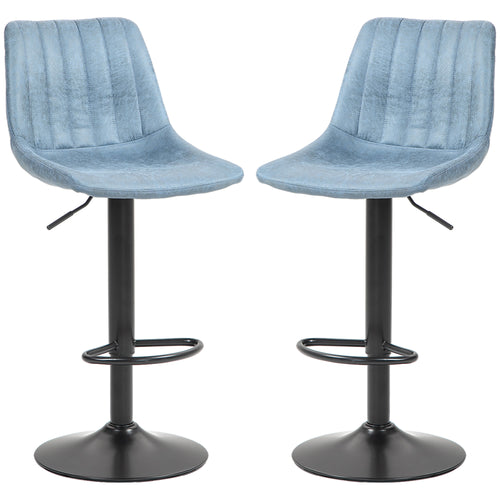 Counter Height Bar Stools Set of 2, Adjustable Height Bar Chairs with Swivel Seat, Leathaire Upholstery