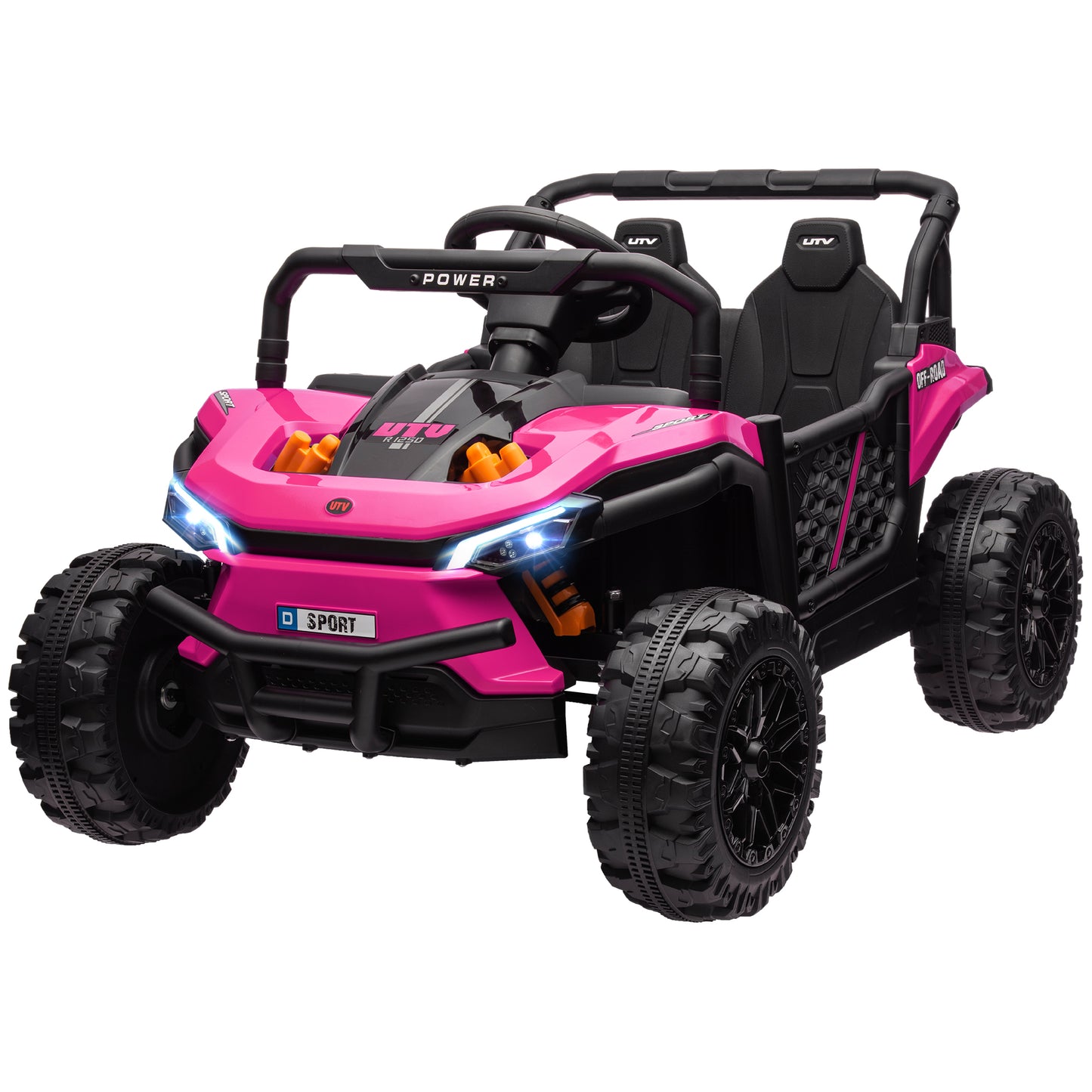 12V Kids Ride On Car, Toy Truck with Remote Control, Spring Suspension, LED Headlights, 3 Speeds, Pink Electric Toy Cars   at Gallery Canada