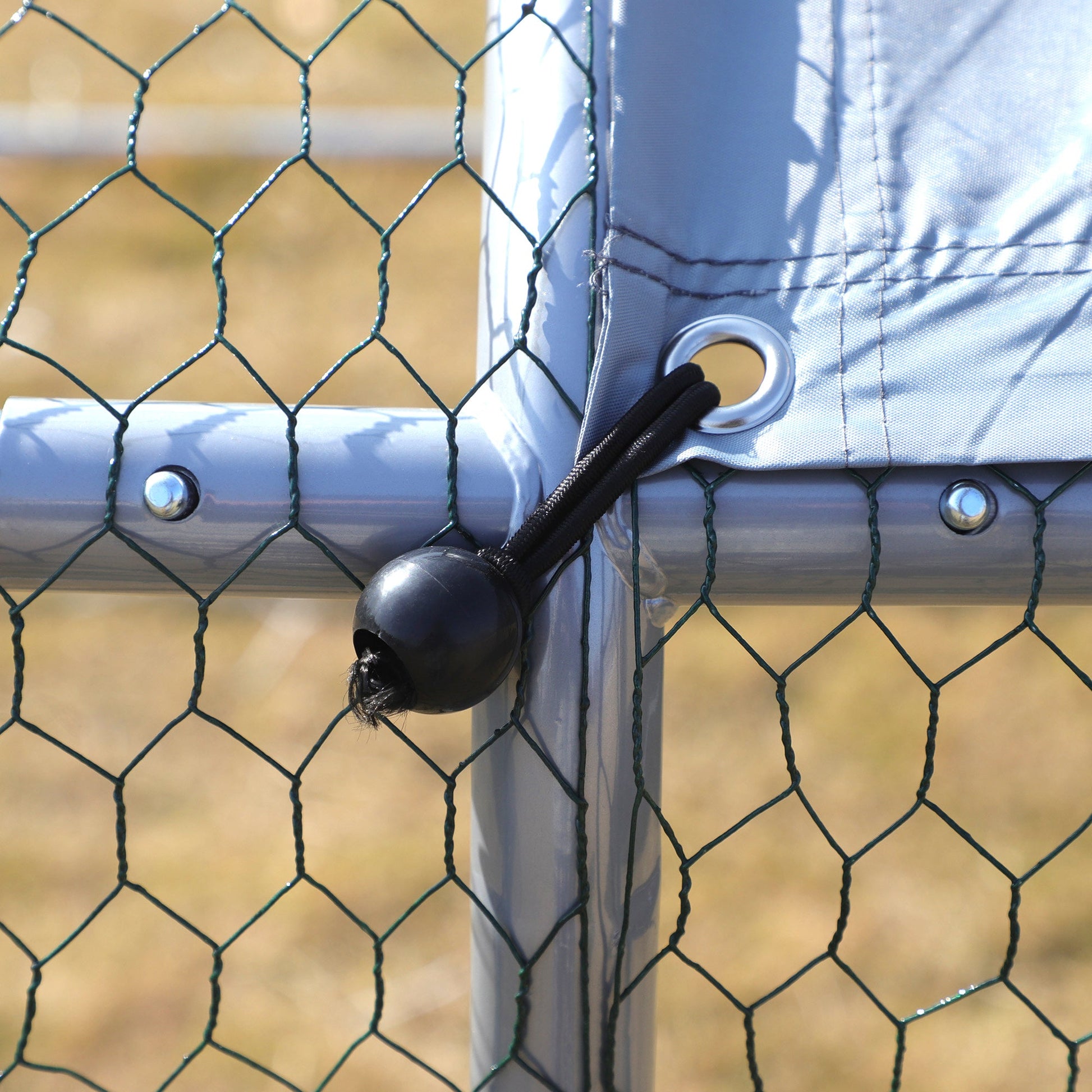 9.8' x 19.7' Metal Chicken Coop, Galvanized Walk-in Hen House, 3 Rooms Poultry Cage Outdoor with Waterproof UV-Protection Cover for Rabbits, Ducks Chicken Coops   at Gallery Canada