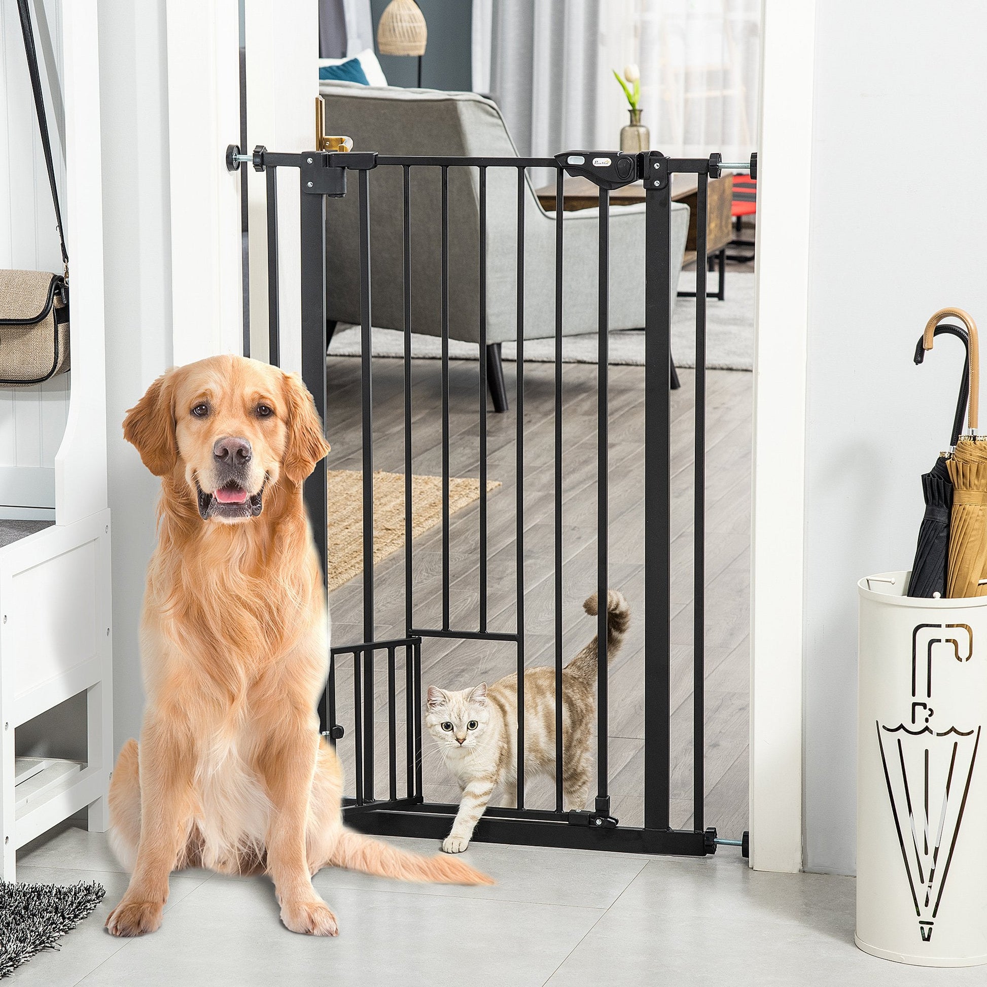 41" Easy Open Indoor Dog Gates for Doorways, House, Stair - Black Houses, Kennels & Pens   at Gallery Canada