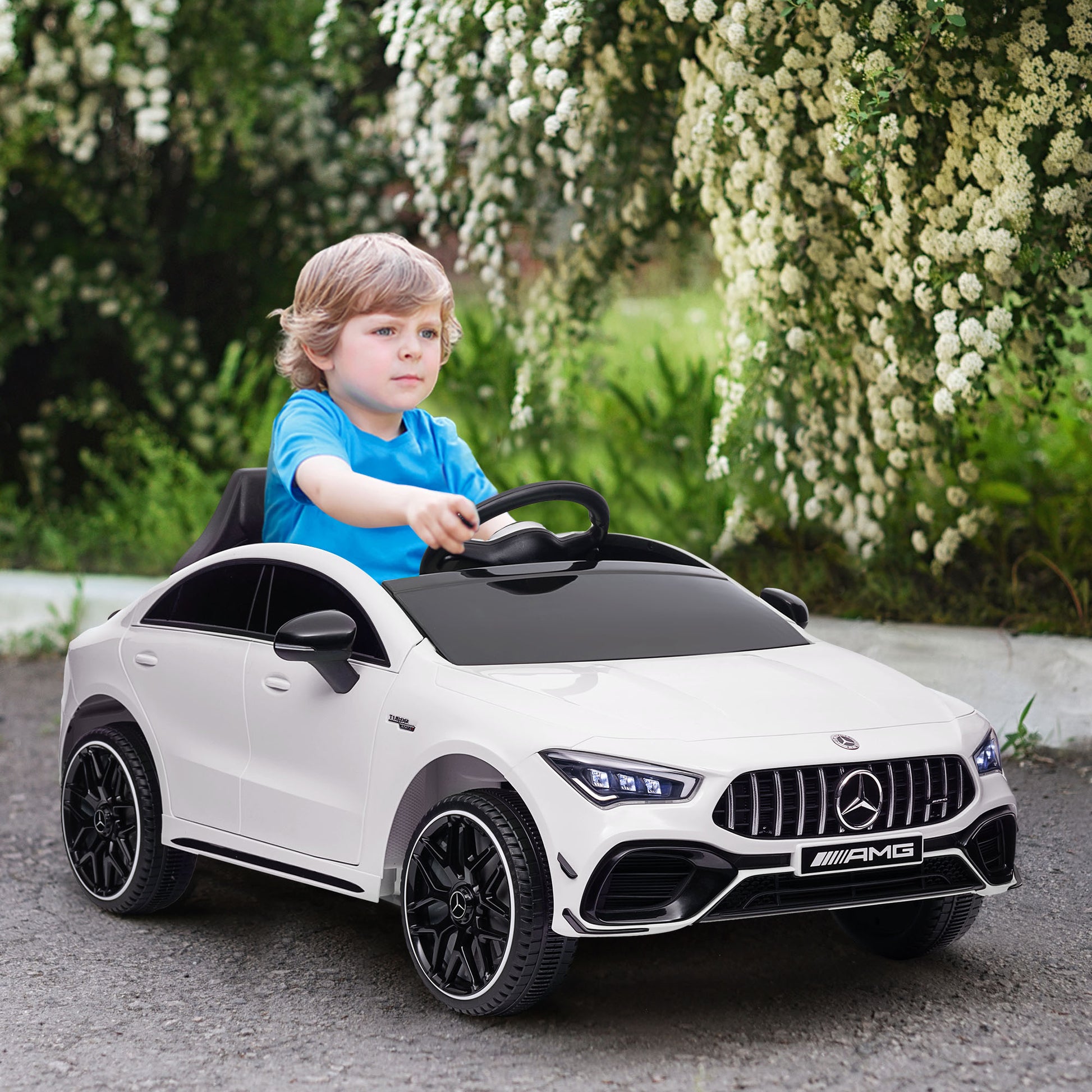 Mercedes-AMG Licensed 12V Ride on Car, Kids Electric Car with Remote Control, Spring Suspension, LED Lights, White Electric Toy Cars   at Gallery Canada