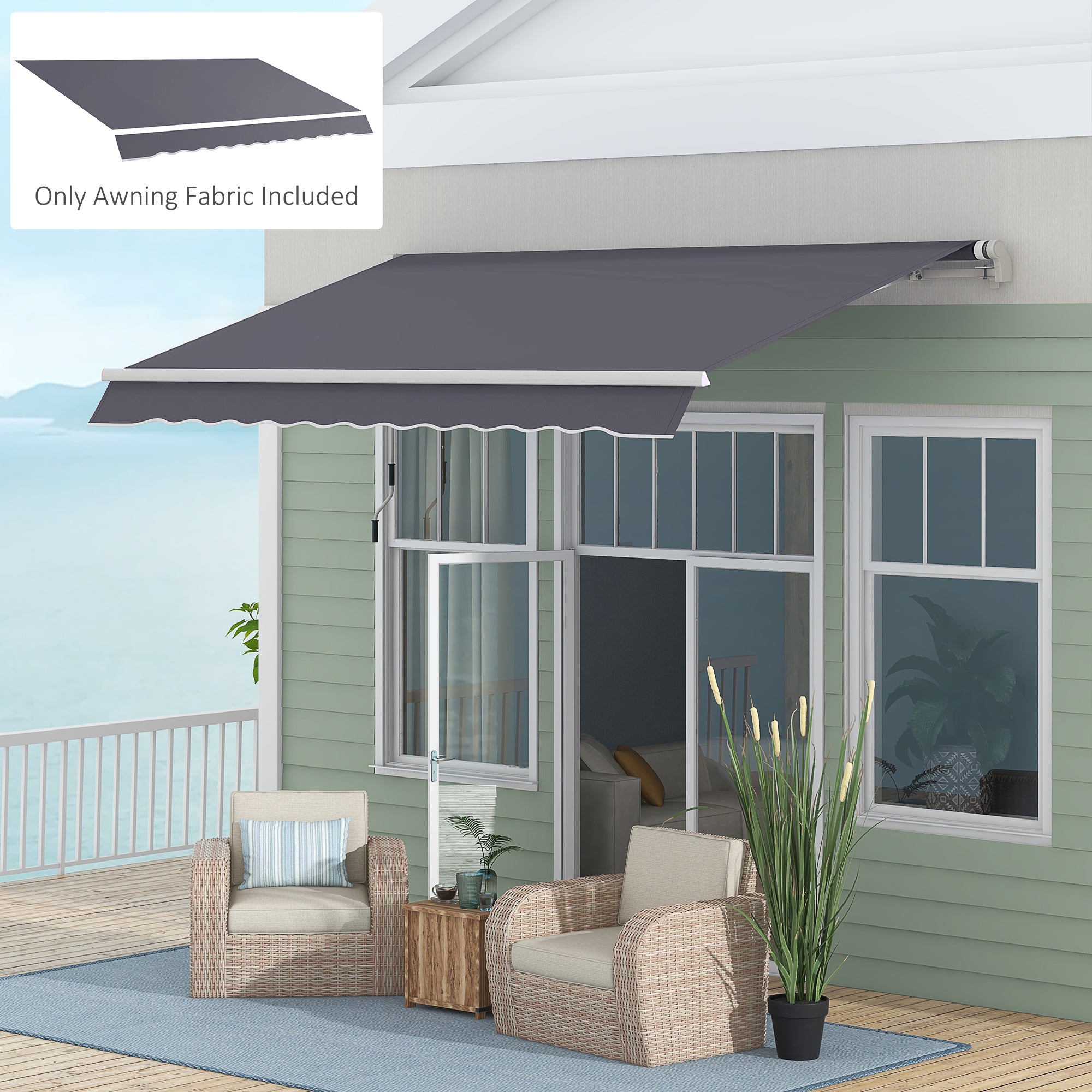 11' x 8' Outdoor Sunshade Canopy Awning Cover, Retractable Awning Fabric Replacement, UV Protection, Grey Awning Fabric Replacement at Gallery Canada