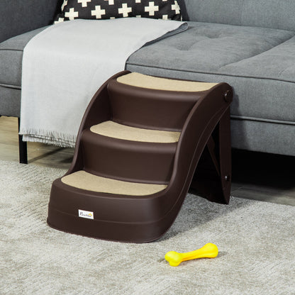 Portable Pet Stairs Foldable Steps for Small Dogs and Cats 3-Step with Non-slip Treads for Beds Sofas, Brown Cat Stairs   at Gallery Canada