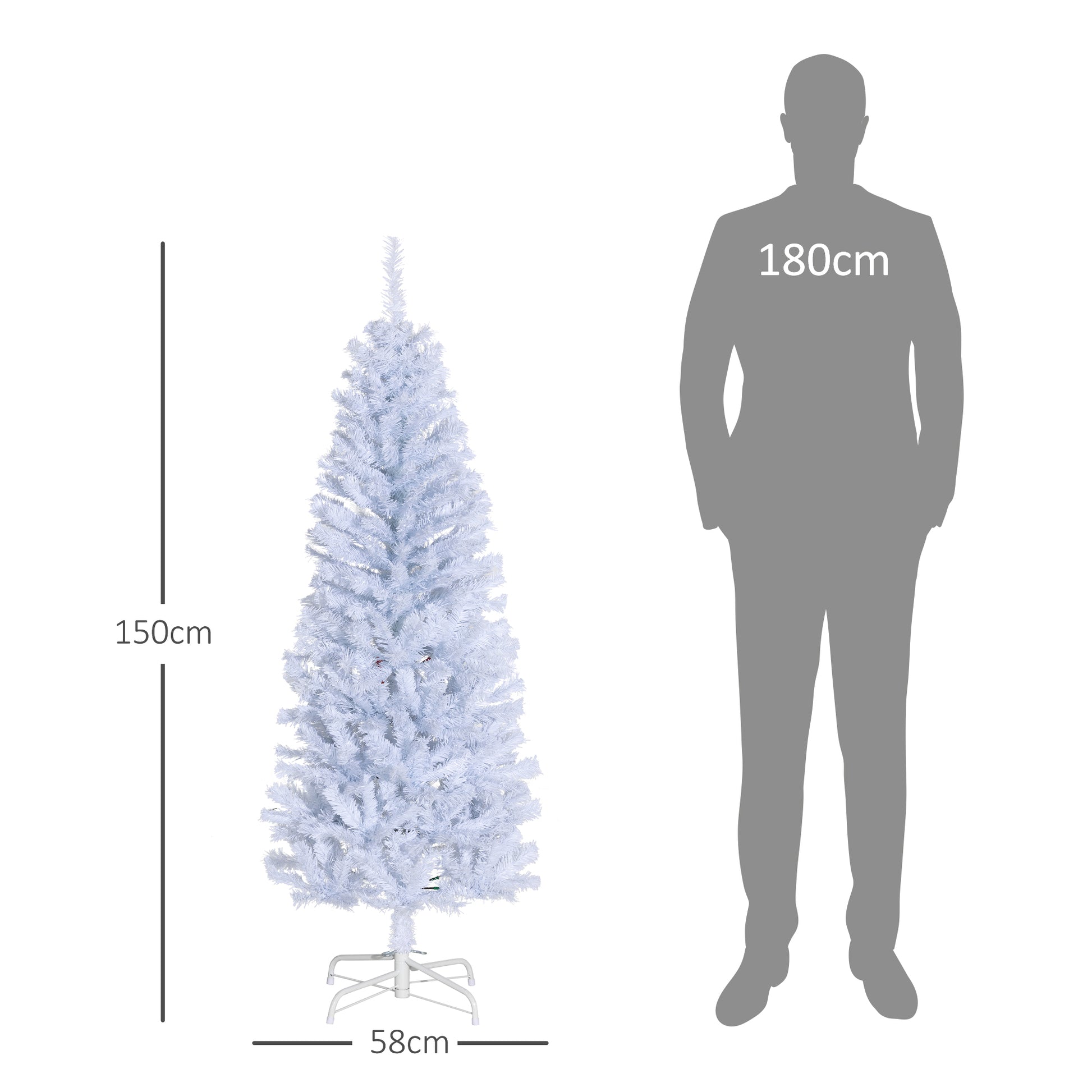 5FT Pencil Christmas Tree, Artificial Christmas Tree with Automatic Open for Home Party, White Pencil Christmas Trees   at Gallery Canada