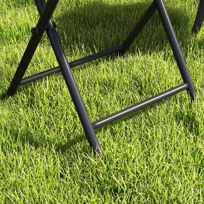 Folding Round Tempered Glass Metal Table with Edging, Black Patio Side Tables   at Gallery Canada