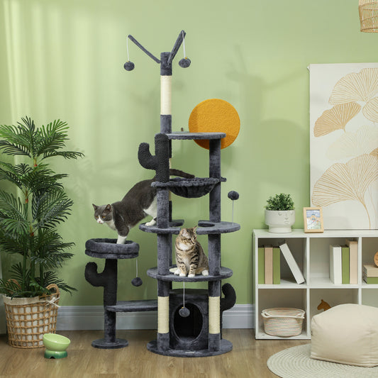 71" Cat Tree, Cat Tower with Scratching Posts, Sisal Pad, Cat Condo, Bed, Hammock, Platforms, Toy Balls, Dark Grey Cat Towers   at Gallery Canada