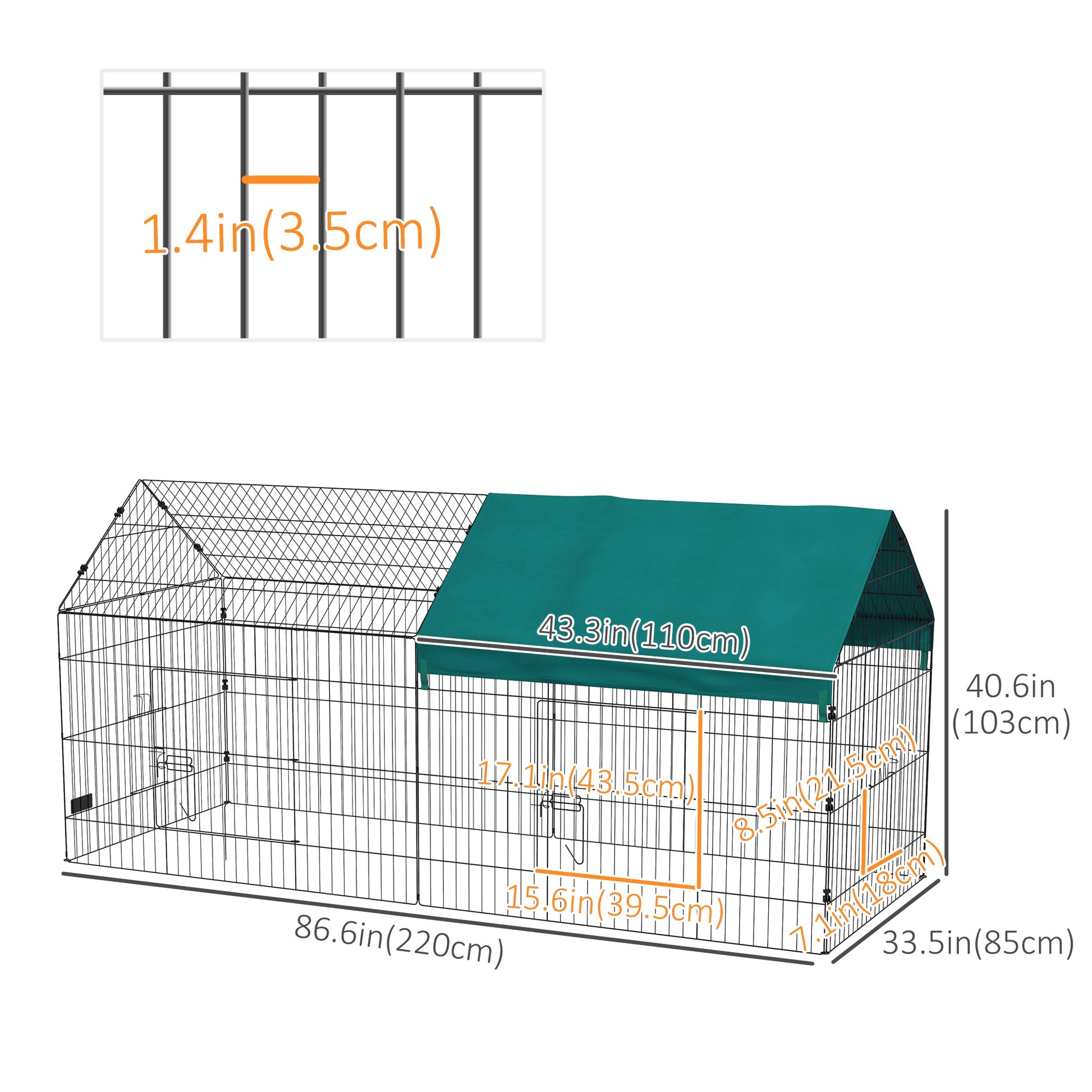 87" Small Animal Cage with Roof, Indoor/Outdoor Use, for Chicken, Rabbits, Chinchillas, Green Houses & Habitats   at Gallery Canada