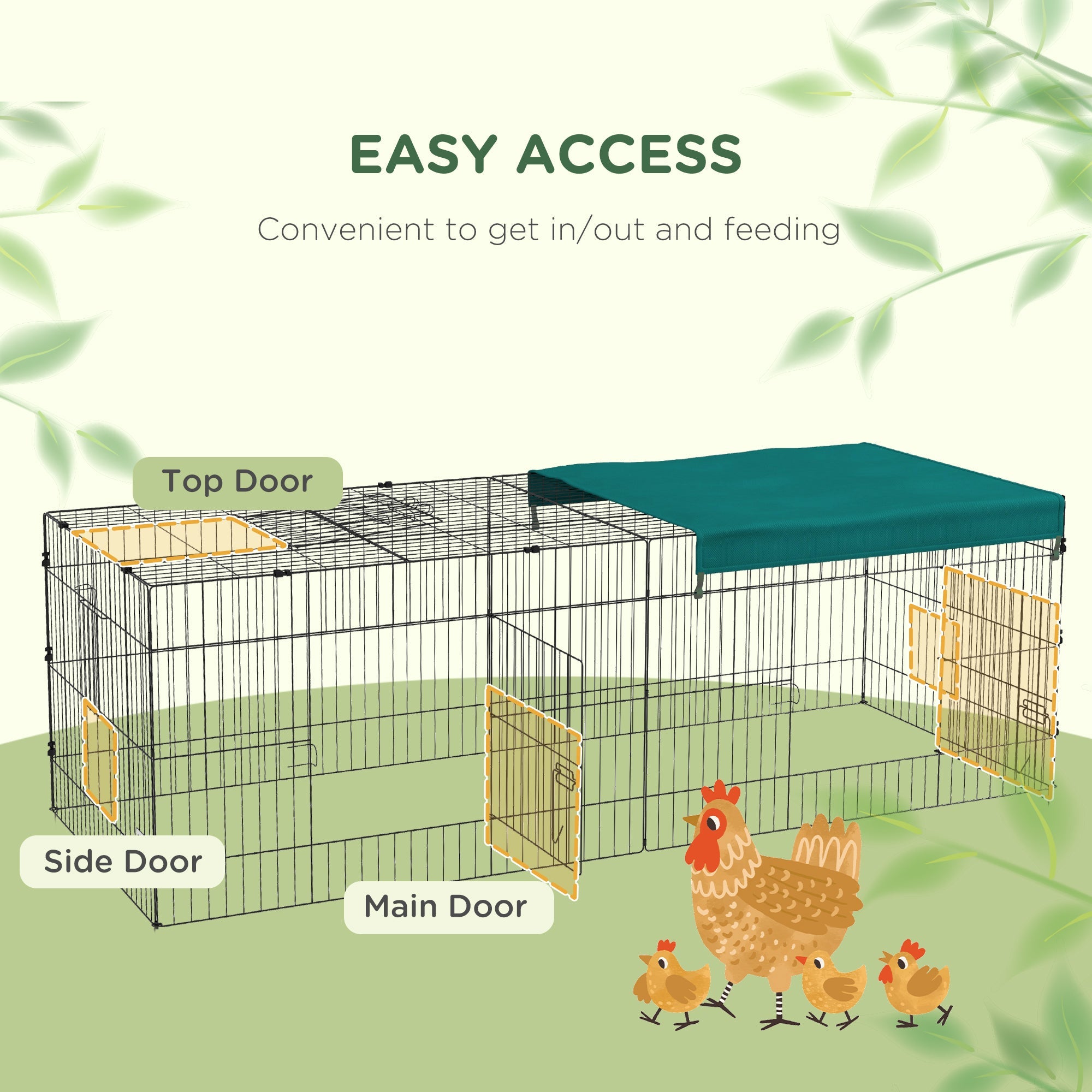 Small Animal Cage with Roof, Indoor/Outdoor Use, for Chicken, Rabbits, Chinchillas, 87