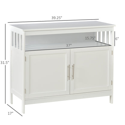 Wooden Console Table with Open Shelf and 2 layers Cabinet Kitchen Furniture Bar Cabinets White  at Gallery Canada