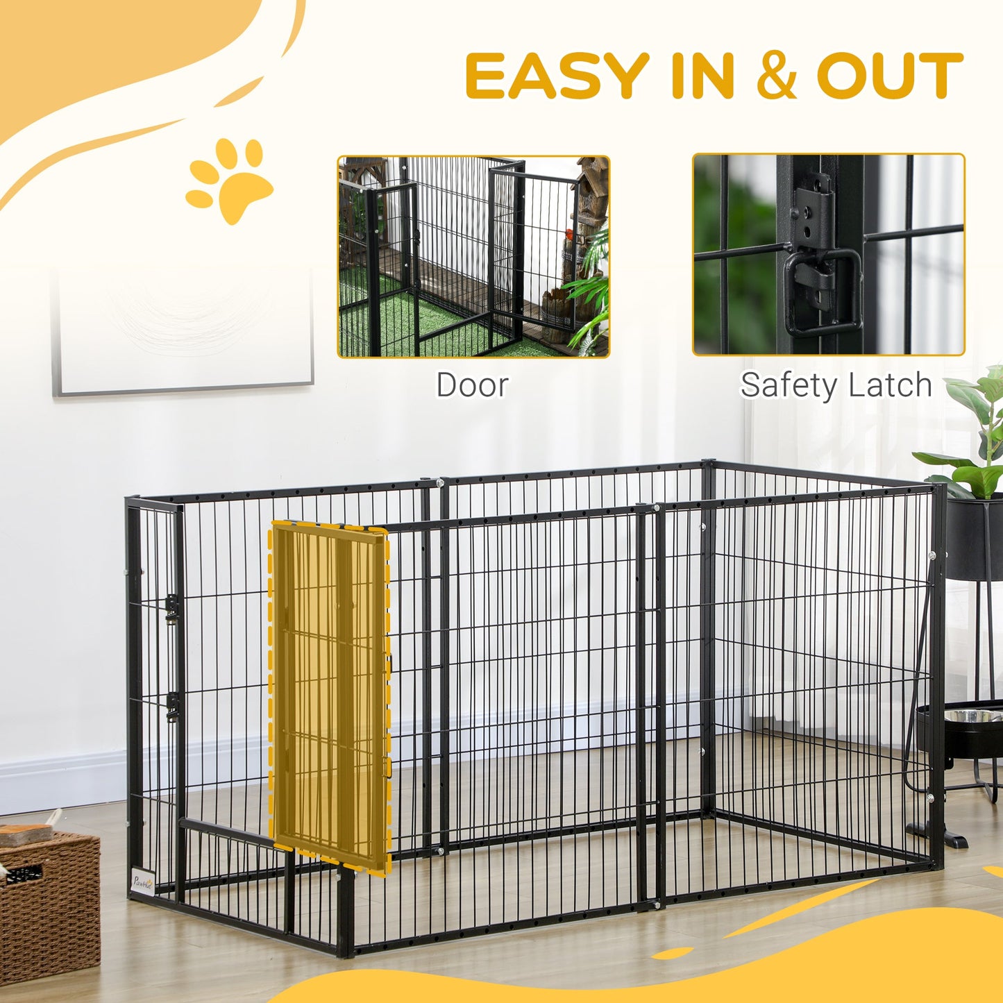 6 Panel 32.5" - 59" x 32" Dog Playpen, Heavy Duty Pet Playpen for Indoor Outdoor, Small and Medium Dogs Houses, Kennels & Pens   at Gallery Canada