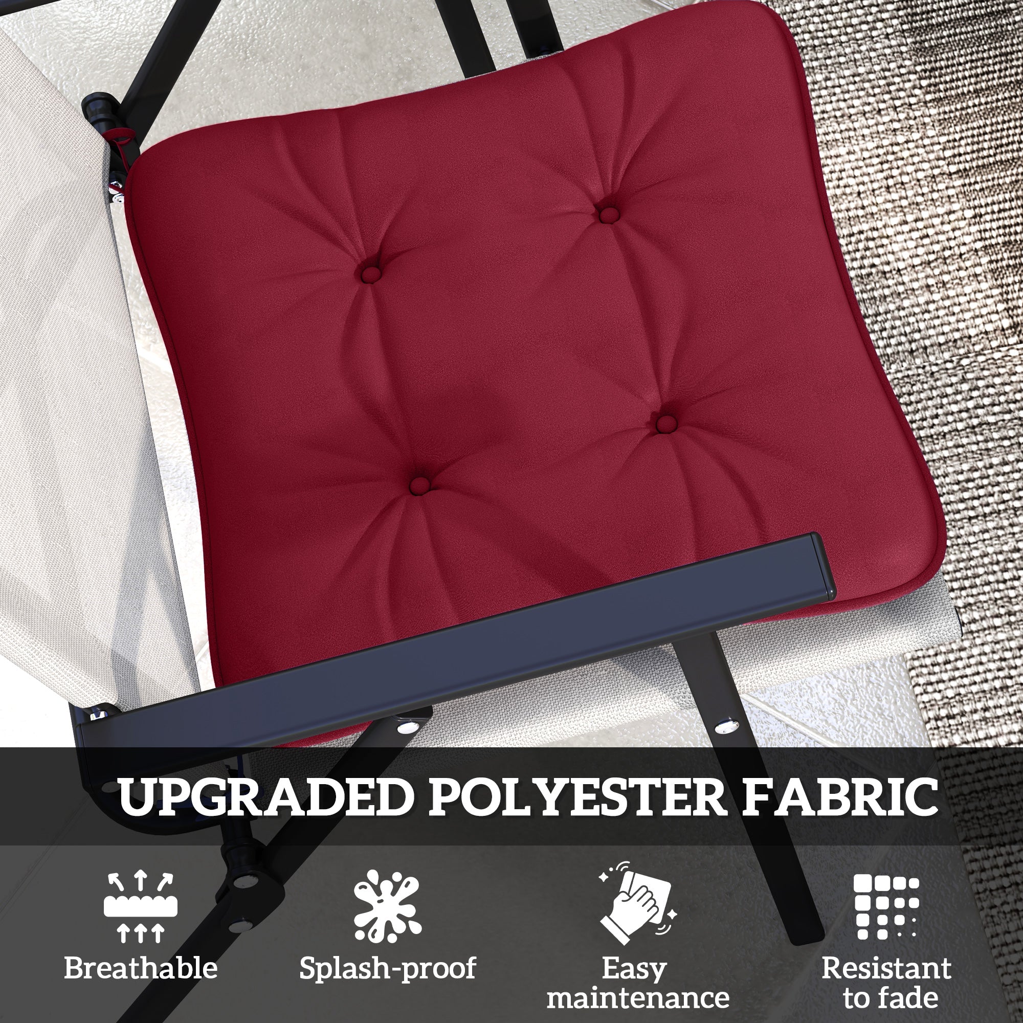 6-Piece Seat Cushion Replacement, Outdoor Patio Chair Cushions Set with Ties, Button Tufted, Wine Red Patio Chair Cushions at Gallery Canada