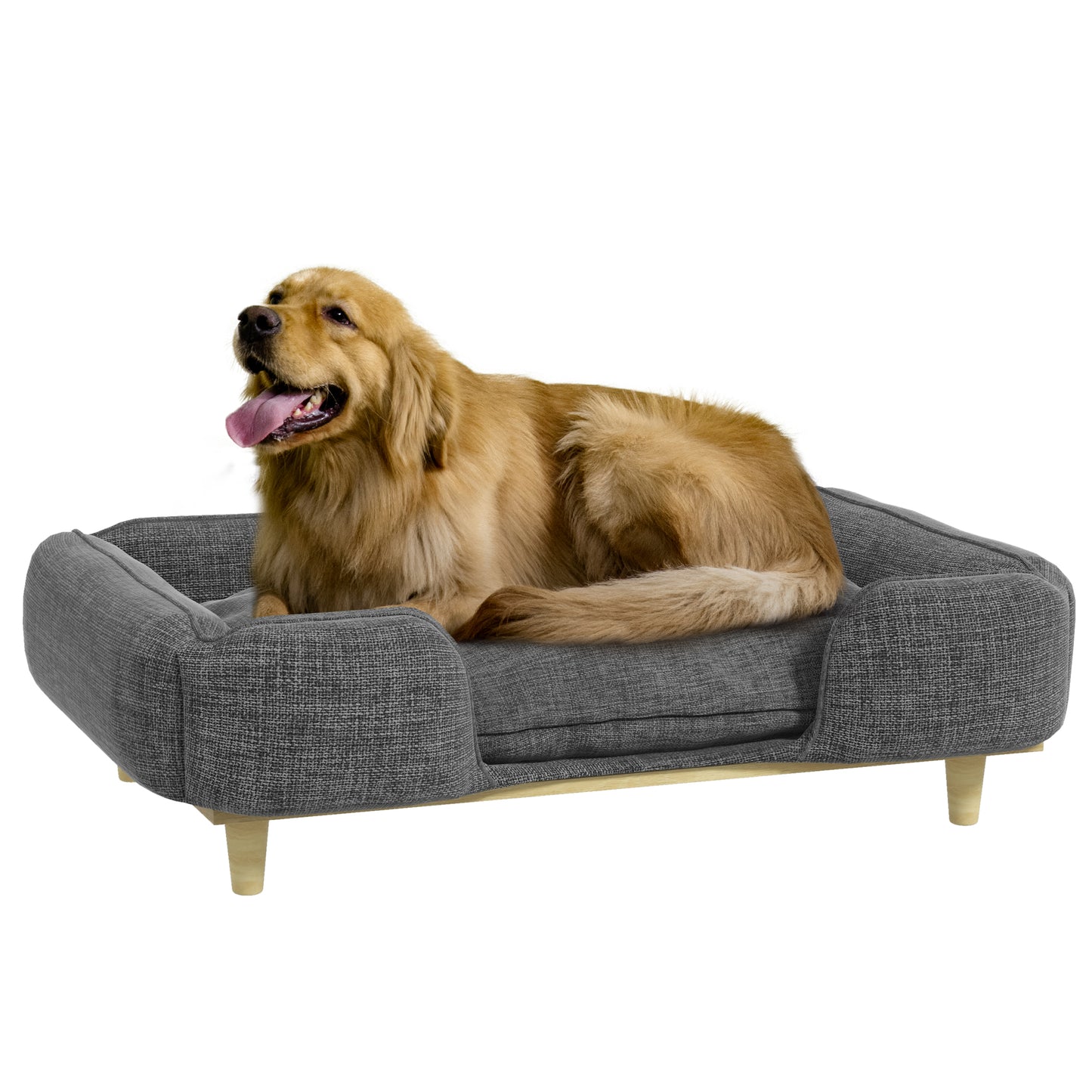 Washable Dog Sofa for Large Dogs, Elevated Pet Couch with Anti-slip Foot Pads, Dark Grey Dog Sofas   at Gallery Canada