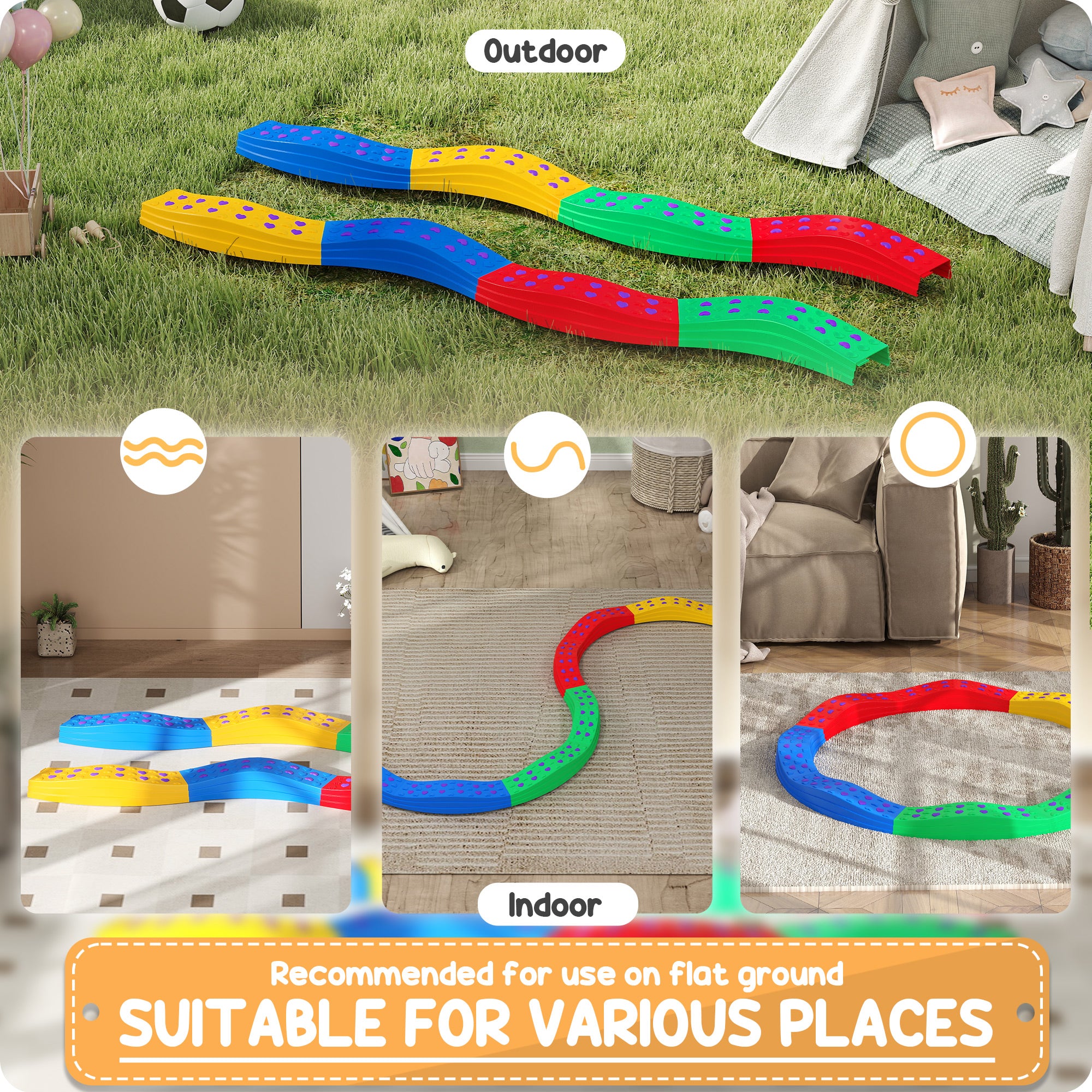 8PCs Kids Balance Beam Stepping Stones w/ Non-slip Foot Pads Baby Gym & Playmats at Gallery Canada