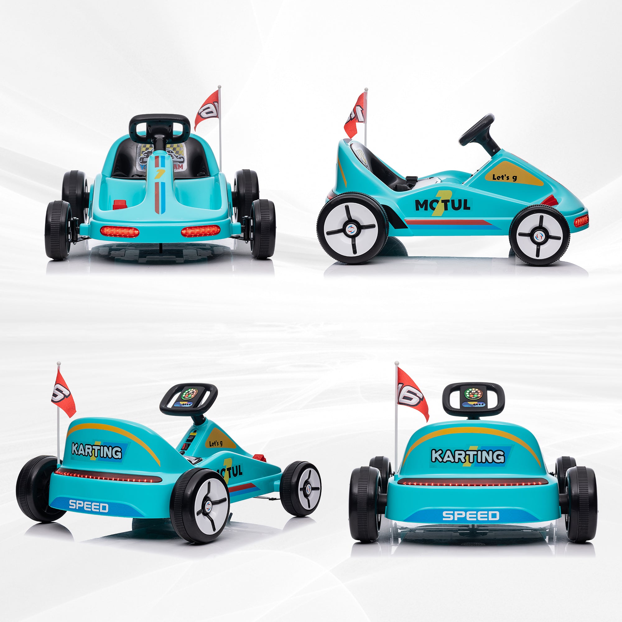 6V Electric Go Kart for Aged 3-5 Kids with Music, Light, Horn, Blue Pedal Go Karts for Kids at Gallery Canada