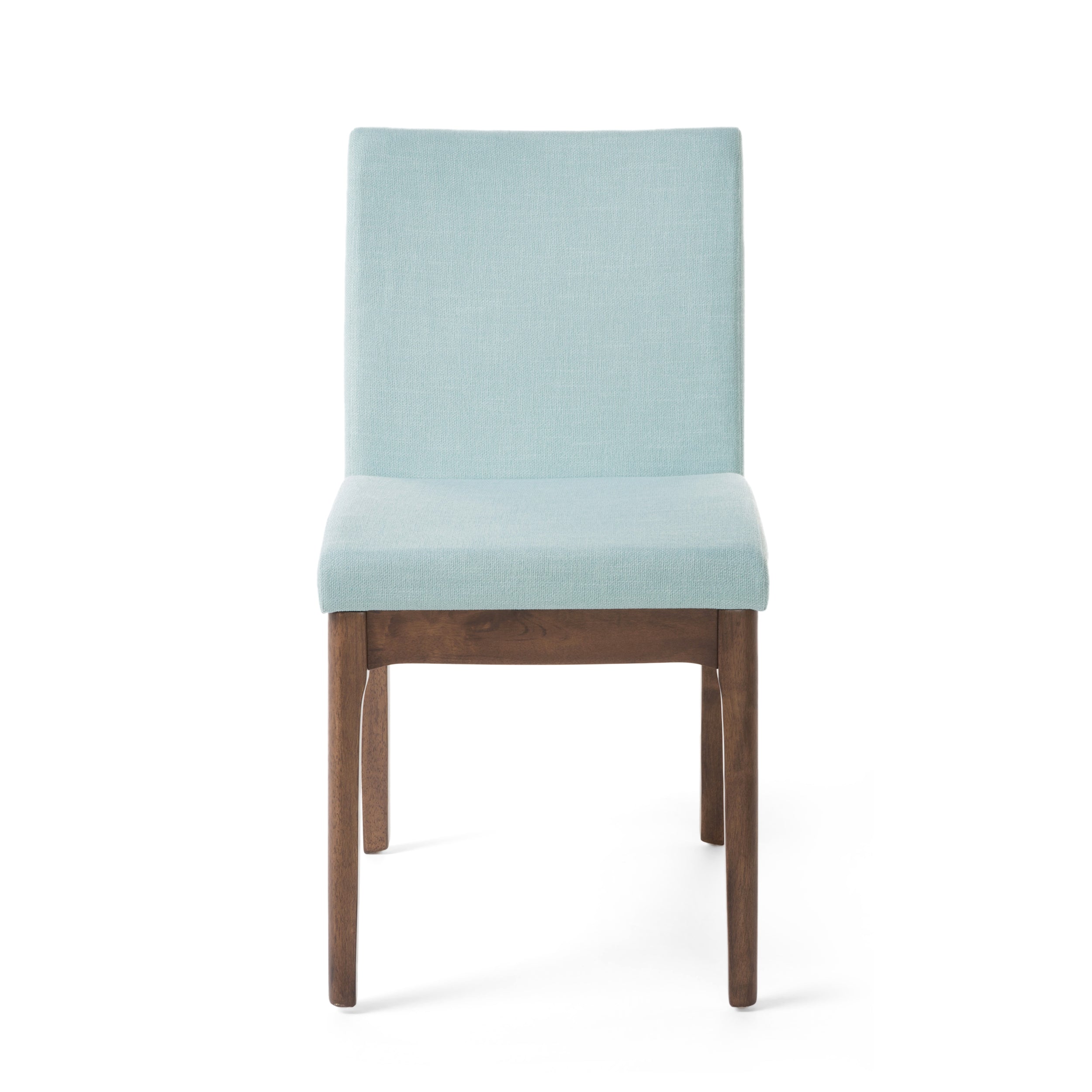 of 2 Scandinavian Dining Chairs with Rubberwood Legs, Walnut Finish, Upholstered Chairs for Dining Room, 17.5