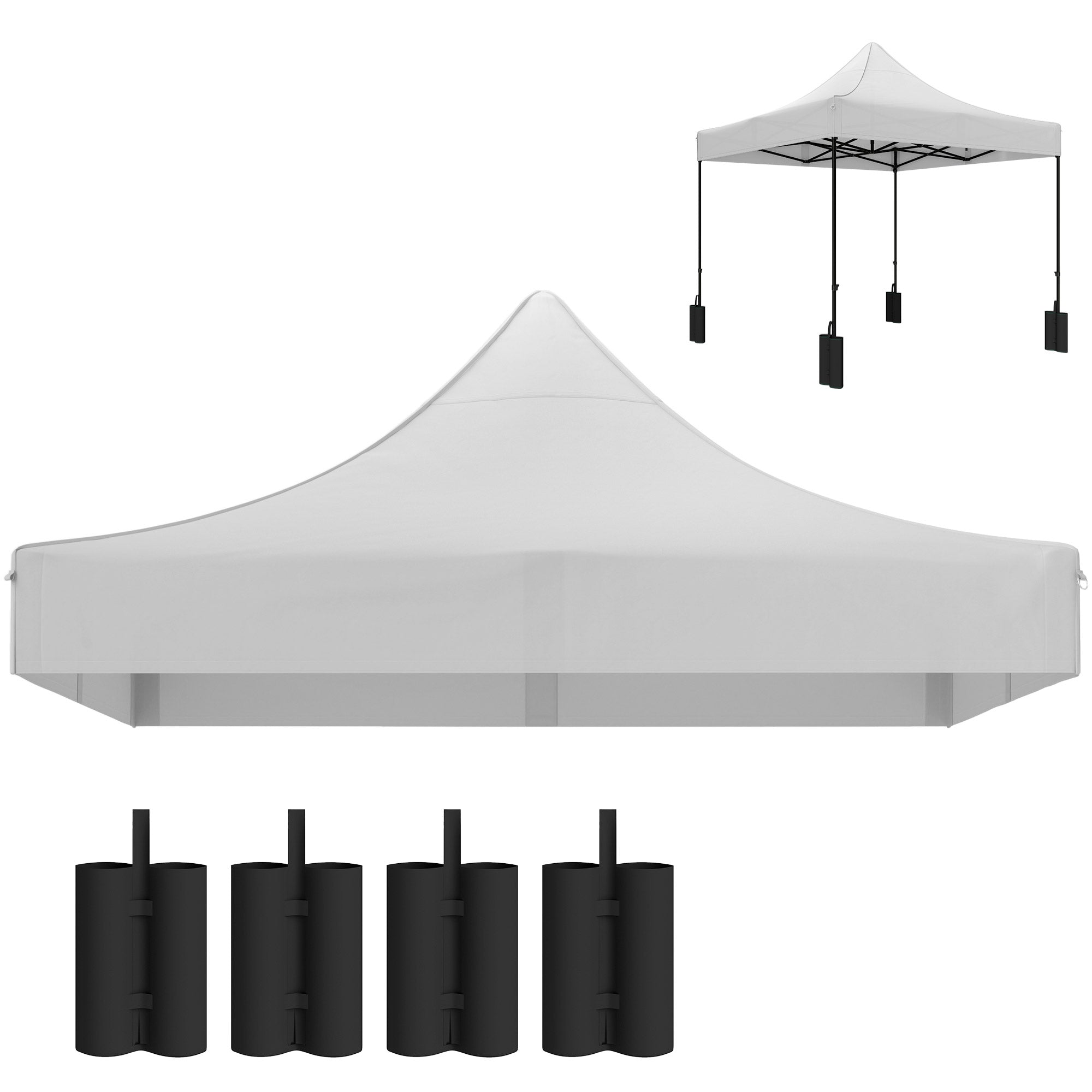 10' x 10' Replacement Canopy Top for Pop Up Canopy Tent with 4 Sand Bags, UPF50+ Protection, White Gazebo Canopy Replacement White at Gallery Canada