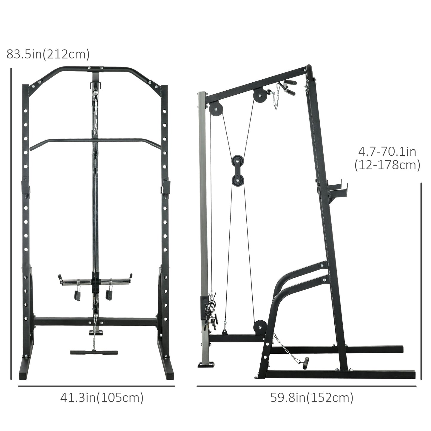 Power Cage Power Rack with 15-Level Squat Rack, Cable Pulley System, Pull up Stand and Push up Stand Power Towers   at Gallery Canada