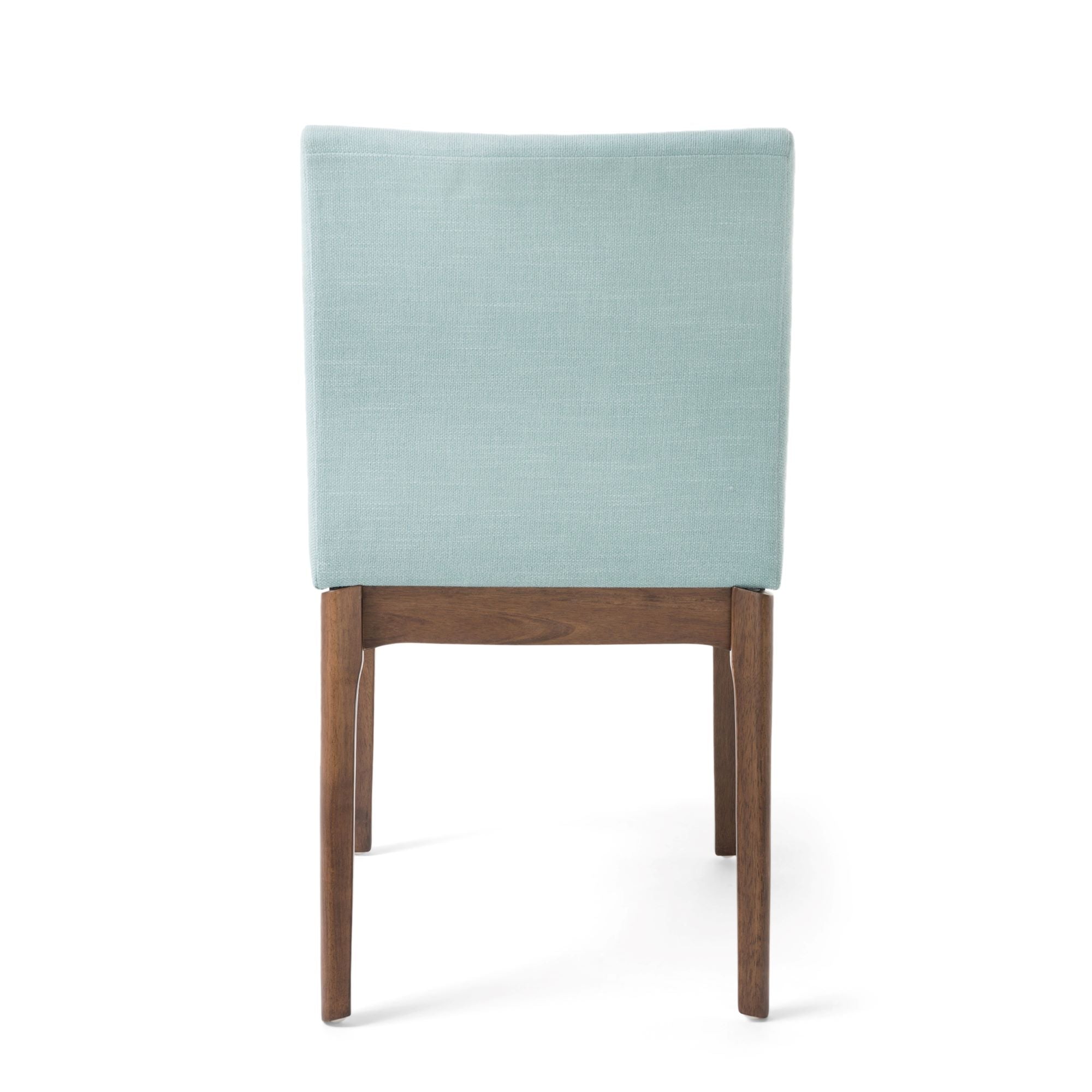 of 2 Scandinavian Dining Chairs with Rubberwood Legs, Walnut Finish, Upholstered Chairs for Dining Room, 17.5