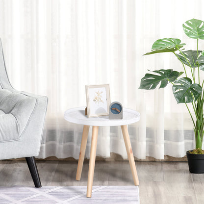 Round Coffee Table, Carved Floral End Table with Tray-style Top and Wooden Legs for Living Room Coffee Tables   at Gallery Canada