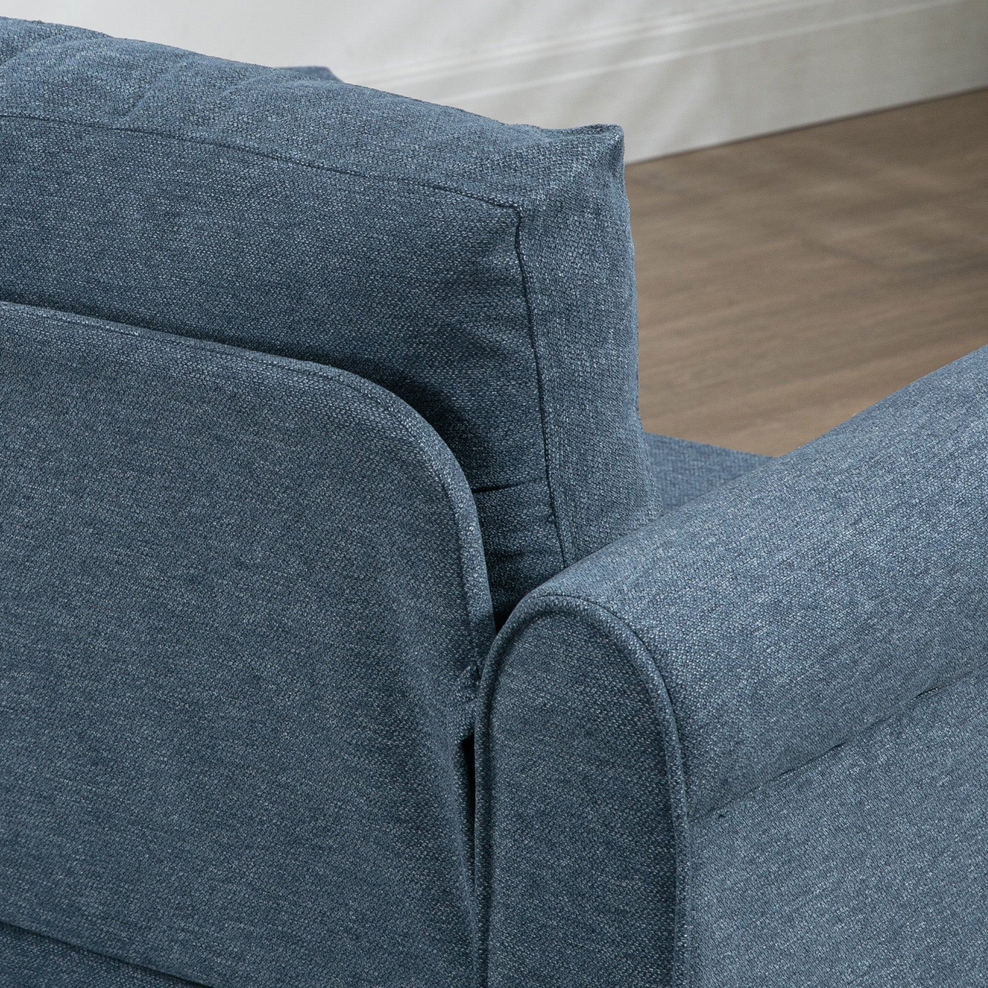 Vintage Armchair, Upholstered Accent Chair with Rolled Arms, Gourd-Shaped Rubber Wood Legs, Dark Blue Accent Chairs at Gallery Canada