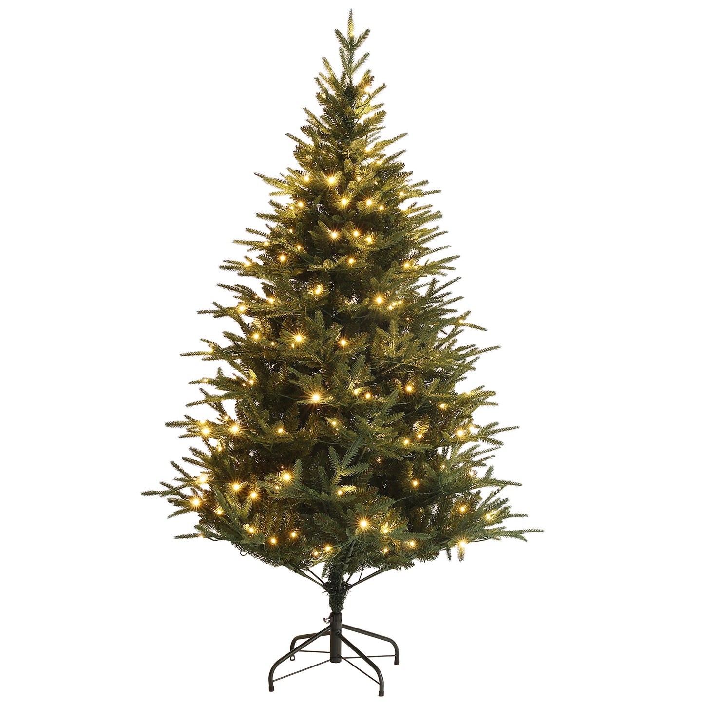 5ft Prelit Artificial Christmas Tree with 542 Tips, Warm White LED Lights, Steel Base, Hinged Xmas Tree, Auto Open Pre Lit Christmas Trees   at Gallery Canada