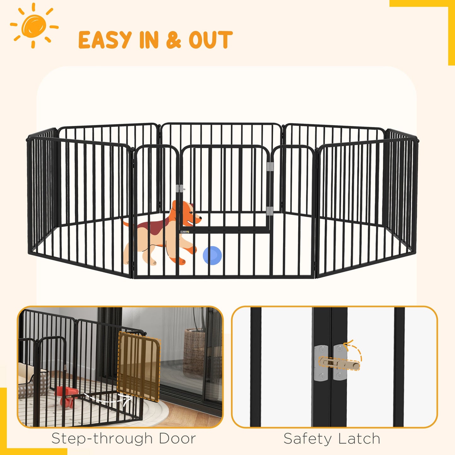 Dog Fence Outdoor 8 Panels 24" Height Indoor Steel Pet Exercise Pen DIY Design for Small Dogs Houses, Kennels & Pens   at Gallery Canada