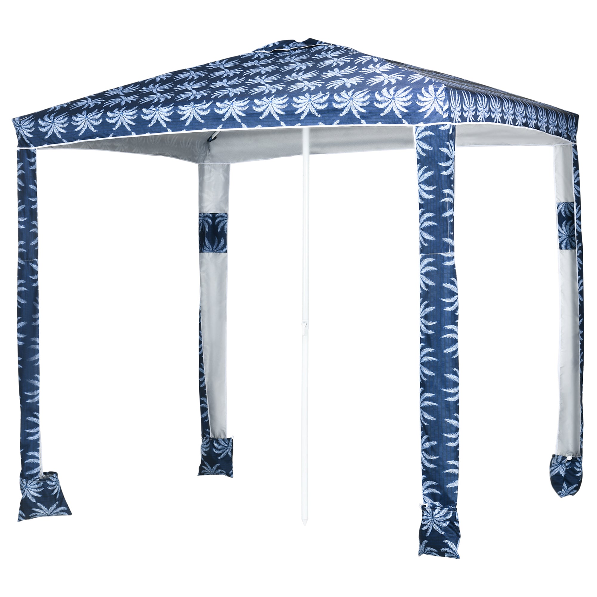 Beach Umbrella, 6.5' Easy-Assembly Sun-Shade Shelter with Sandbags and Carry Bag, Cool UV50+, Dark Blue Beach Umbrellas Dark Blue Coconut Palm at Gallery Canada