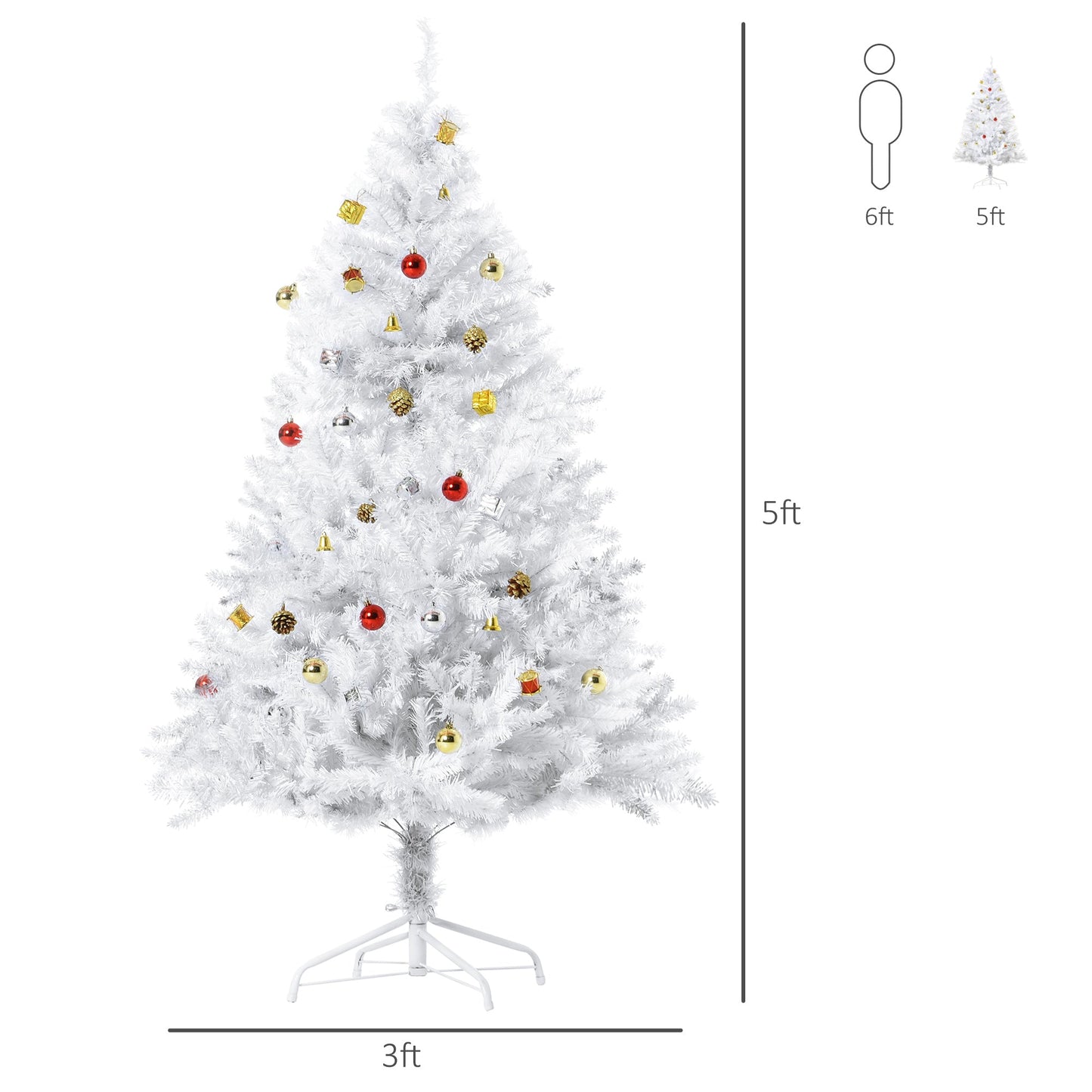 4.9ft Artificial Christmas Tree Xmas Holidays Decor with Ornament White Artificial Christmas Trees White  at Gallery Canada