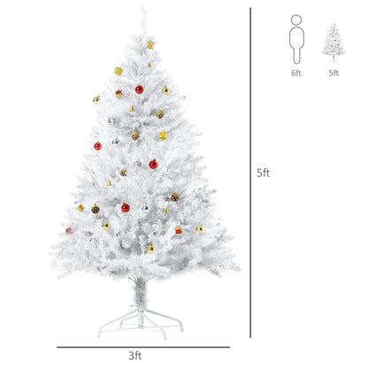 4.9ft Artificial Christmas Tree Xmas Holidays Decor with Ornament White Artificial Christmas Trees White  at Gallery Canada