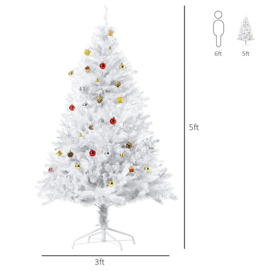 4.9ft Artificial Christmas Tree Xmas Holidays Decor with Ornament White - Gallery Canada